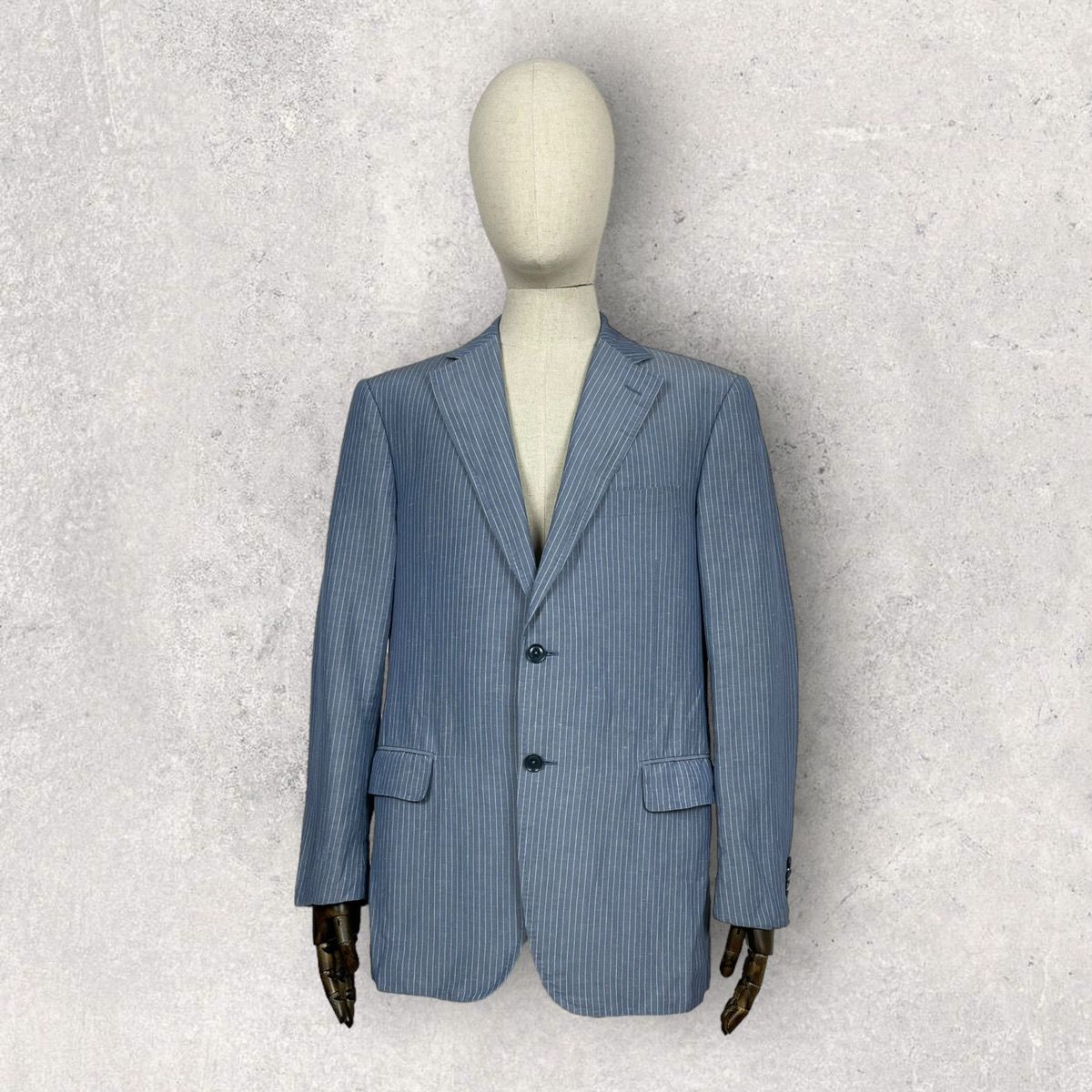 Pre-owned Fortino Made In Italy Pal Zileri Blazer Sports Jacket Silk & Linen Size 52r In Blue