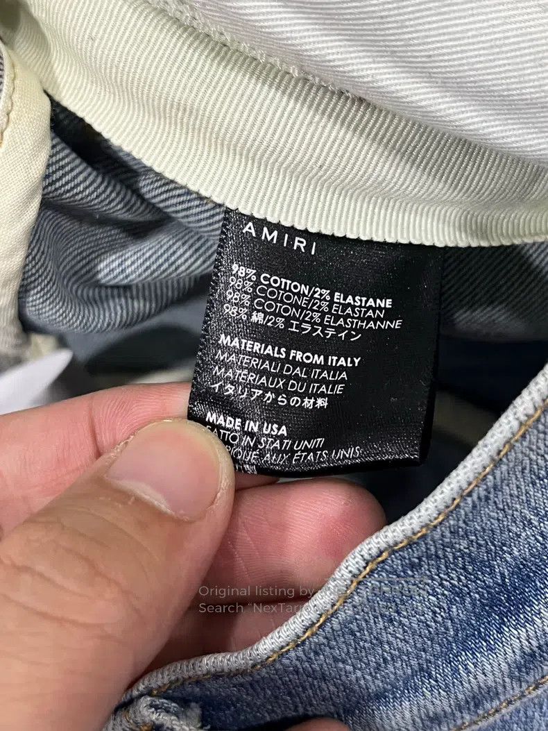 Amiri Amiri Size 33 Cashew flower checkerboard patchwork blue cat Size US 33 - 6 Thumbnail