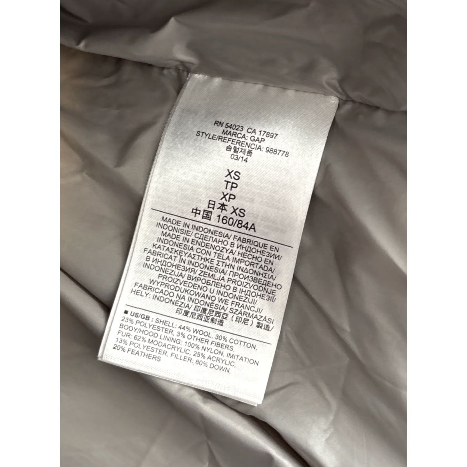 Gap Gap Vest Womens XS Gray Wool Down Fur Hood Puffer Quilted Zip Full Zip Insulated Lined 2XS Vest Winter Outdoor Size XXS / US 00 / IT 34 - 5 Thumbnail
