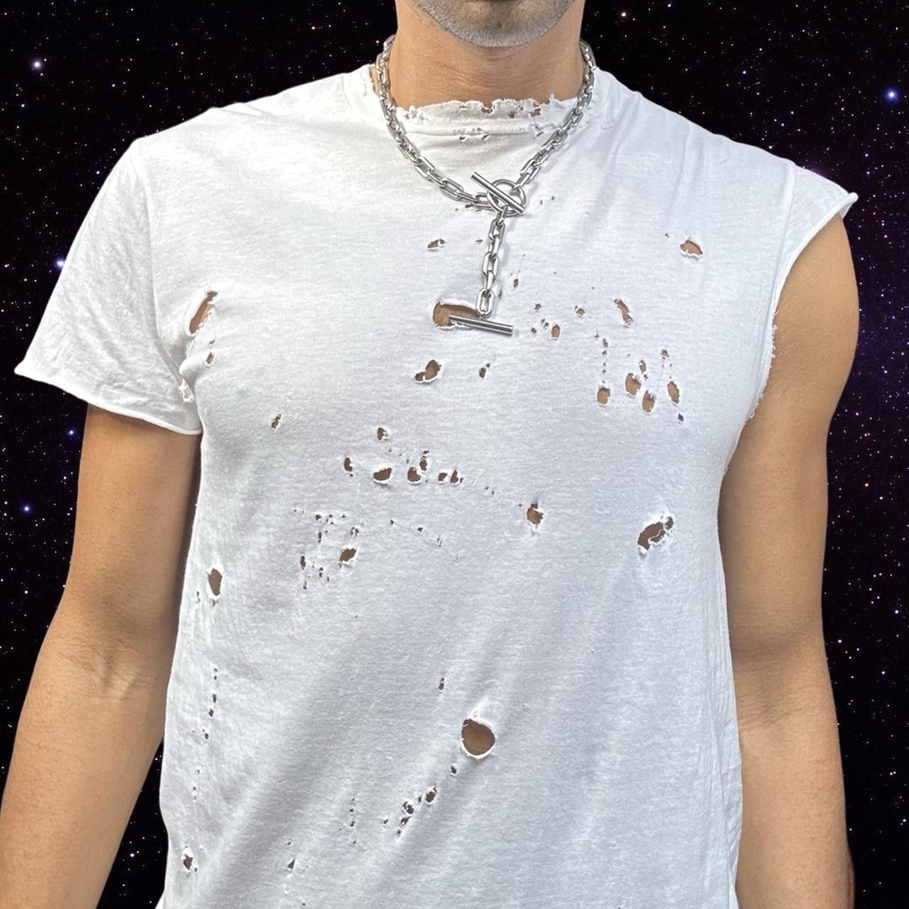 Gildan ASTROBOI* Gildan White Ripped Grunge T-shirt Tank - Medium Size US M / EU 48-50 / 2 - 7 Thumbnail