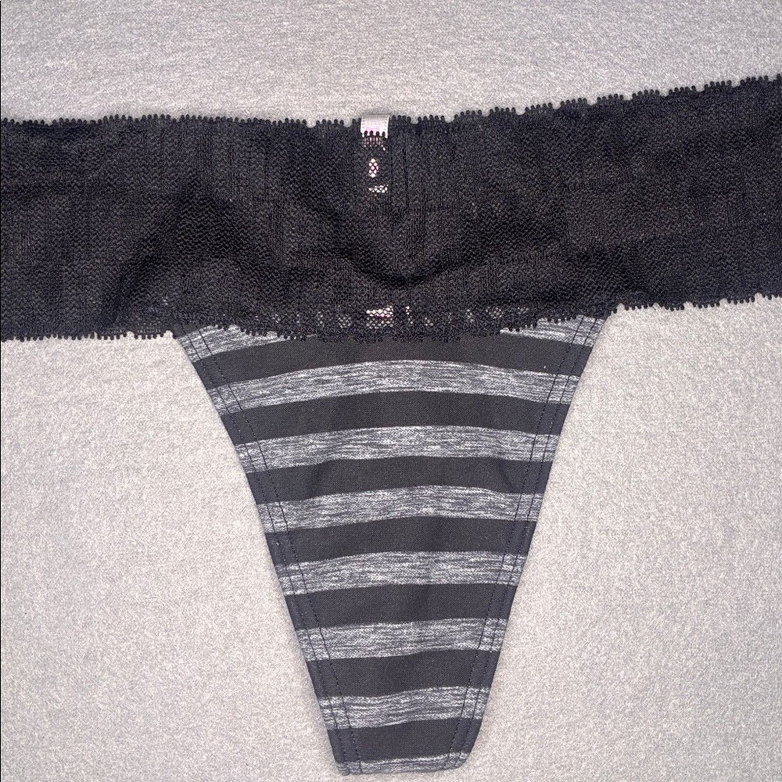 Victoria's Secret PINK Victoria's Secret Black Lace Thong NEW M Size ONE SIZE - 2 Thumbnail