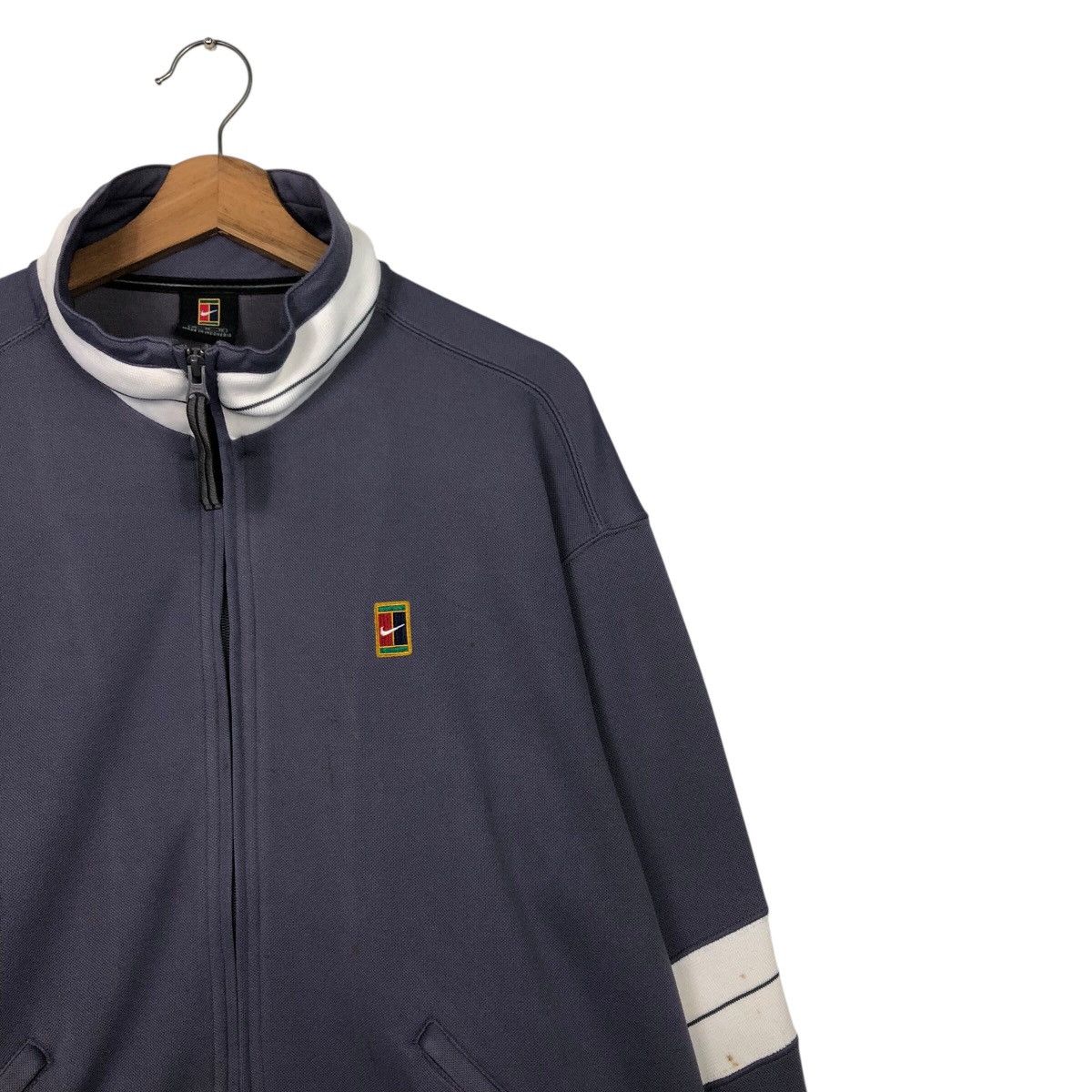 Nike 📌Rich Grey Vintage Zipper Jacket Nike Court Big Logo Size US M / EU 48-50 / 2 - 7 Thumbnail