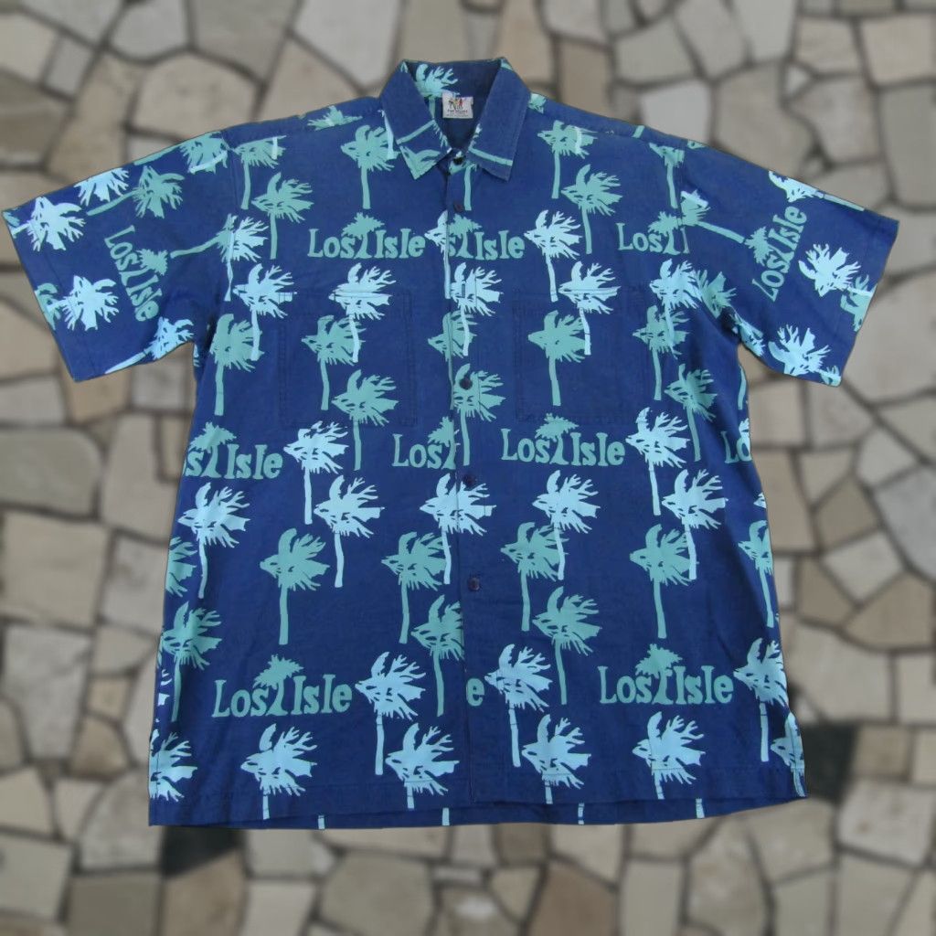 Vintage VINTAGE Rum Reggae Shirt Men’s Large Blue Hawaiian Button-Up Short Sleeve Collared Beach Aloha 90s Mens Size US L / EU 52-54 / 3 - 1 Thumbnail
