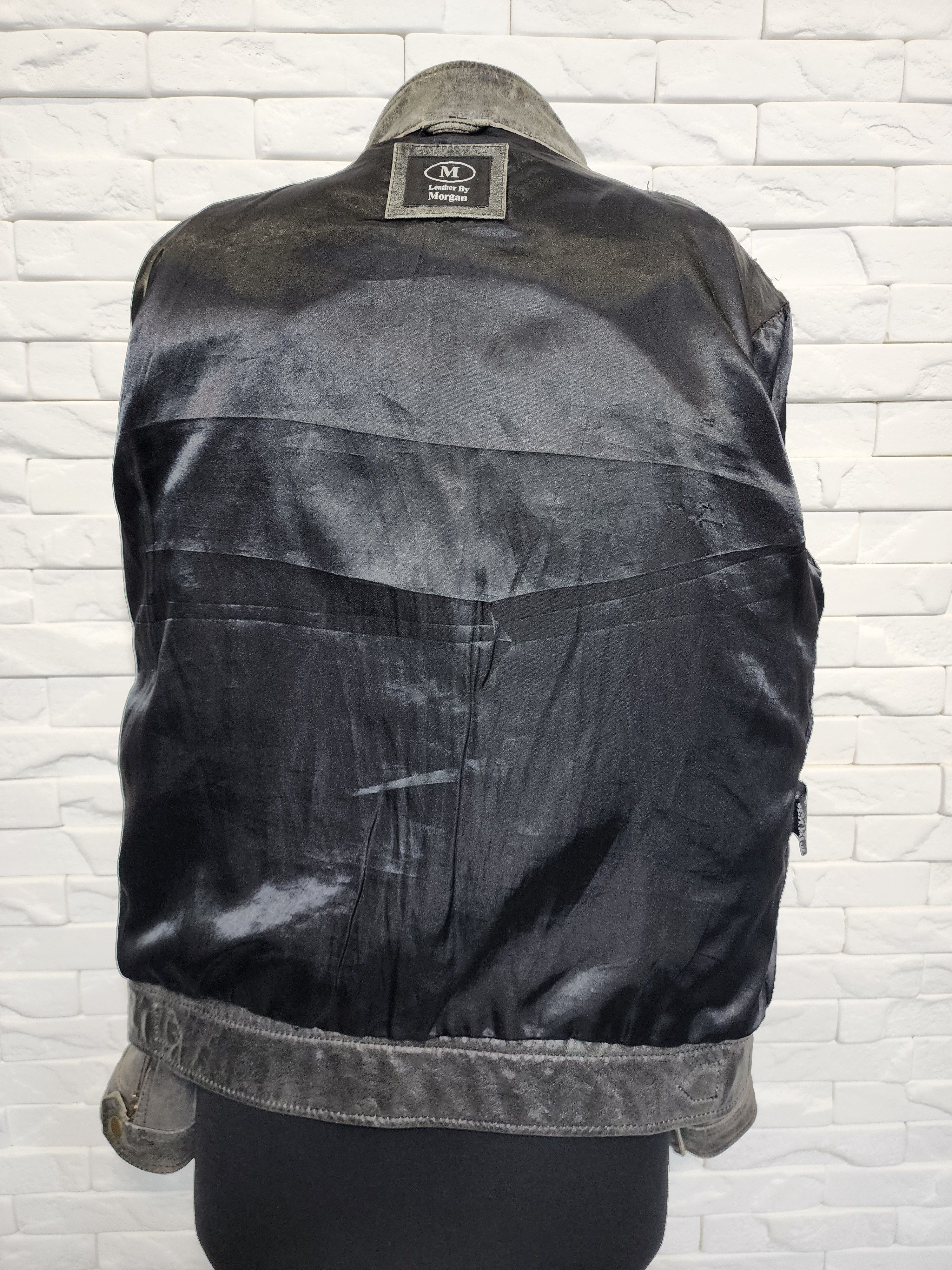 Genuine Leather Gray Leather Jacket: Men's Sporty Moto Style Size US M / EU 48-50 / 2 - 7 Thumbnail