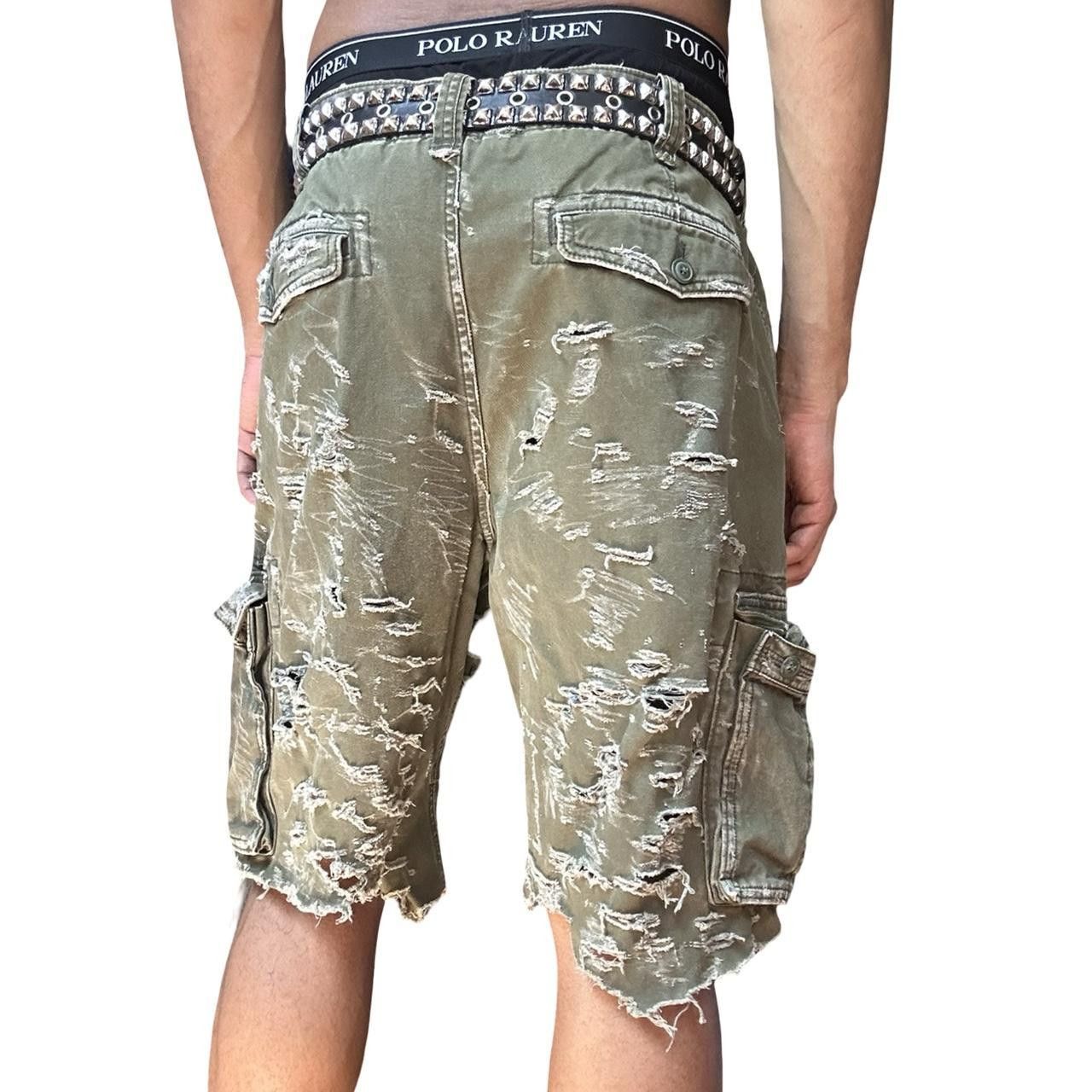 Abercrombie & Fitch ASTROBOI* Abercrombie & Fitch Green Grunge Camo Shorts - 40" Size US 40 / EU 56 - 4 Thumbnail