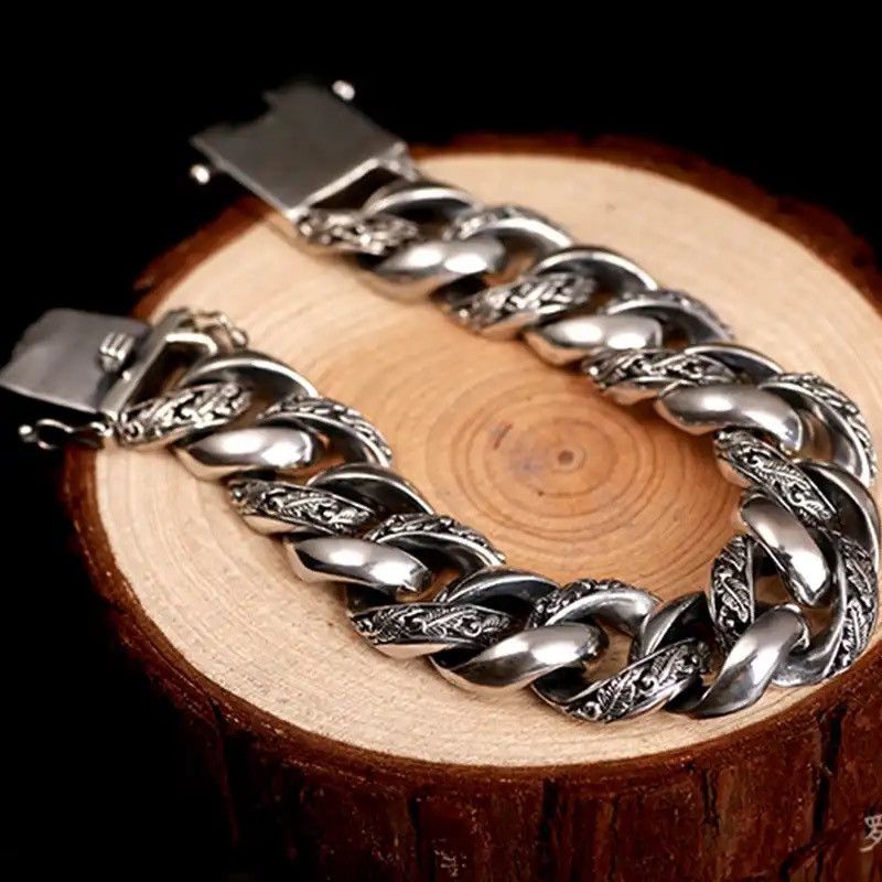 Jewelry × Vintage Cuban Charm Bracelet Men Cuff Trend Domineering Size ONE SIZE - 4 Thumbnail