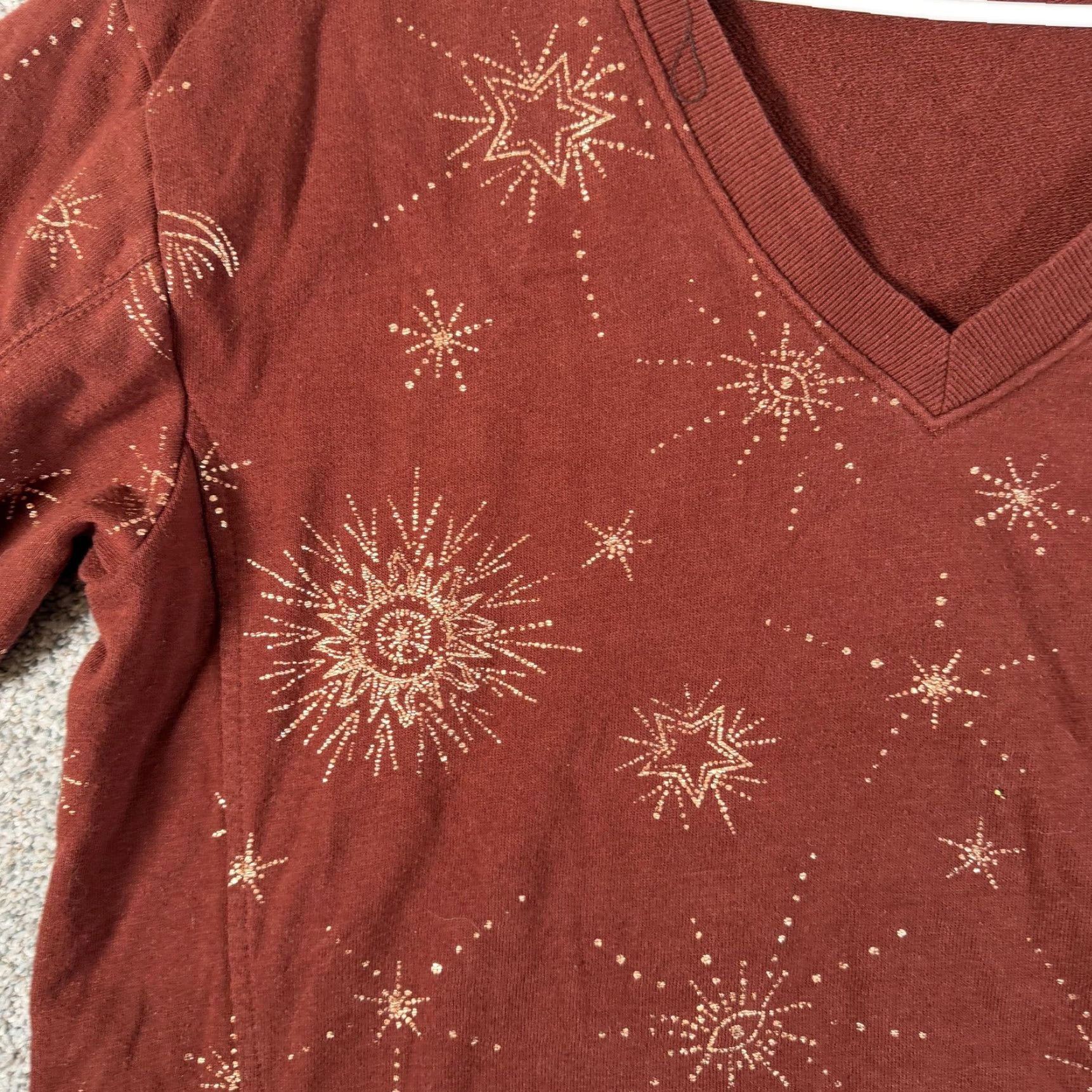 Vintage Democracy Sweatshirt Womens M Rust Boho Celestial Star Moon V Neck Top Mystic Earthy Size M / US 6-8 / IT 42-44 - 5 Thumbnail