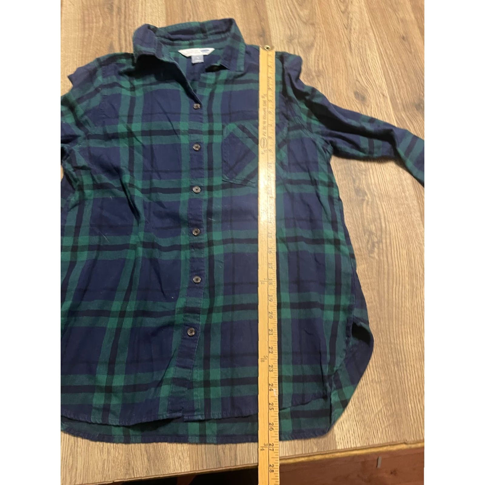 Old Navy Old Navy Shirt Women’s Medium Blue Green Plaid Button Up The Classic Shirt, Casual, Long Sleeve, Collared, Regular Fit, Free Return, 60s? Size M / US 6-8 / IT 42-44 - 6 Thumbnail
