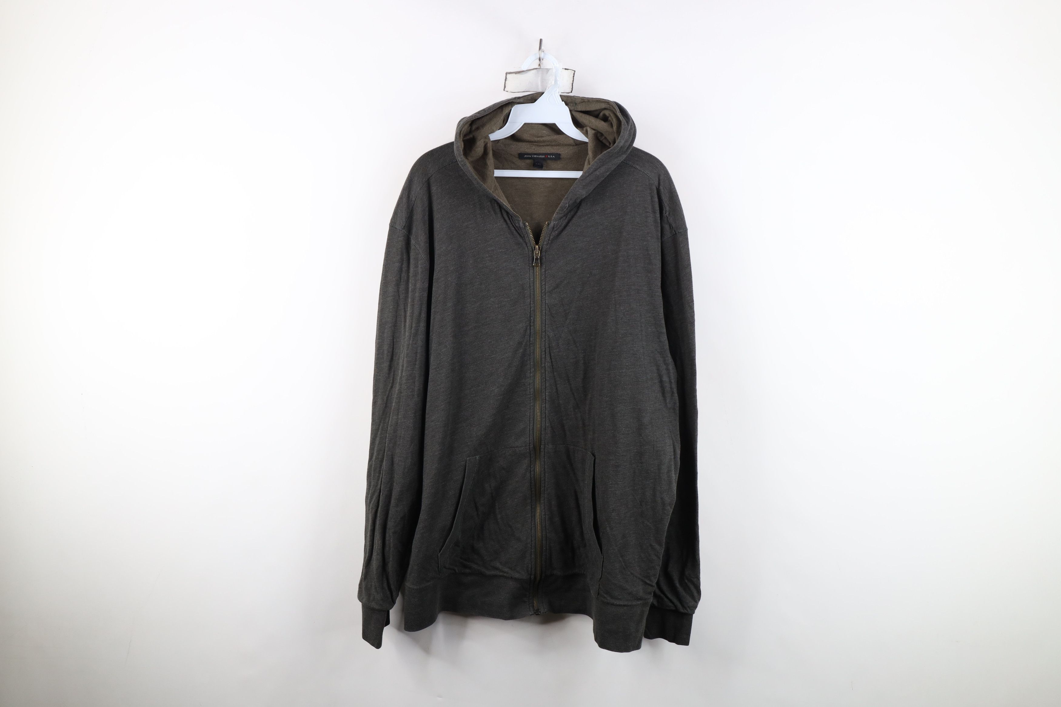John Varvatos John Varvatos USA Blank Jersey Knit Full Zip Hoodie Gray Size US XXL / EU 58 / 5 - 1 Thumbnail