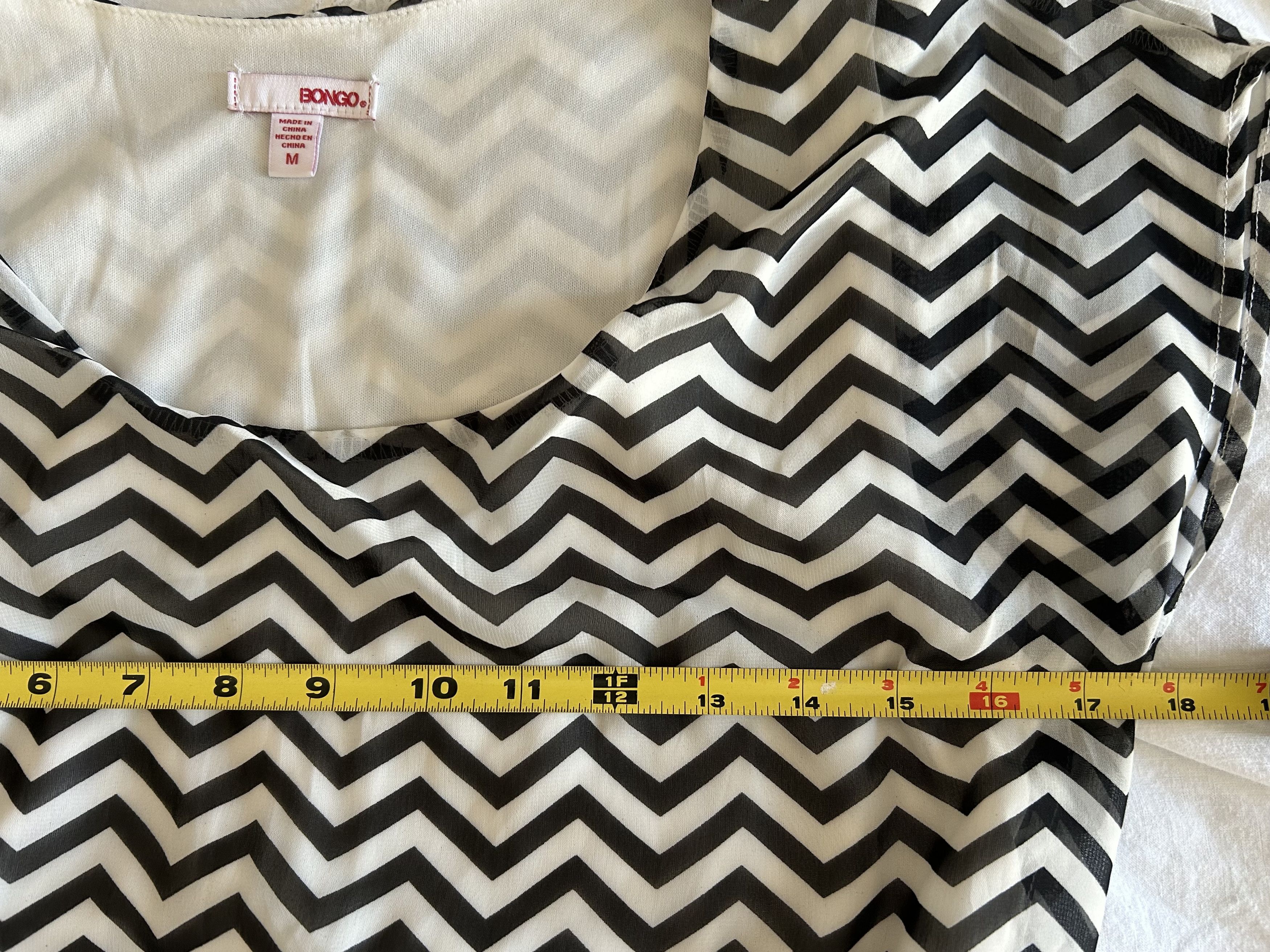 Other Black White Chevron Print Blouson Dress Summer Beach Bongo M Size M / US 6-8 / IT 42-44 - 4 Thumbnail