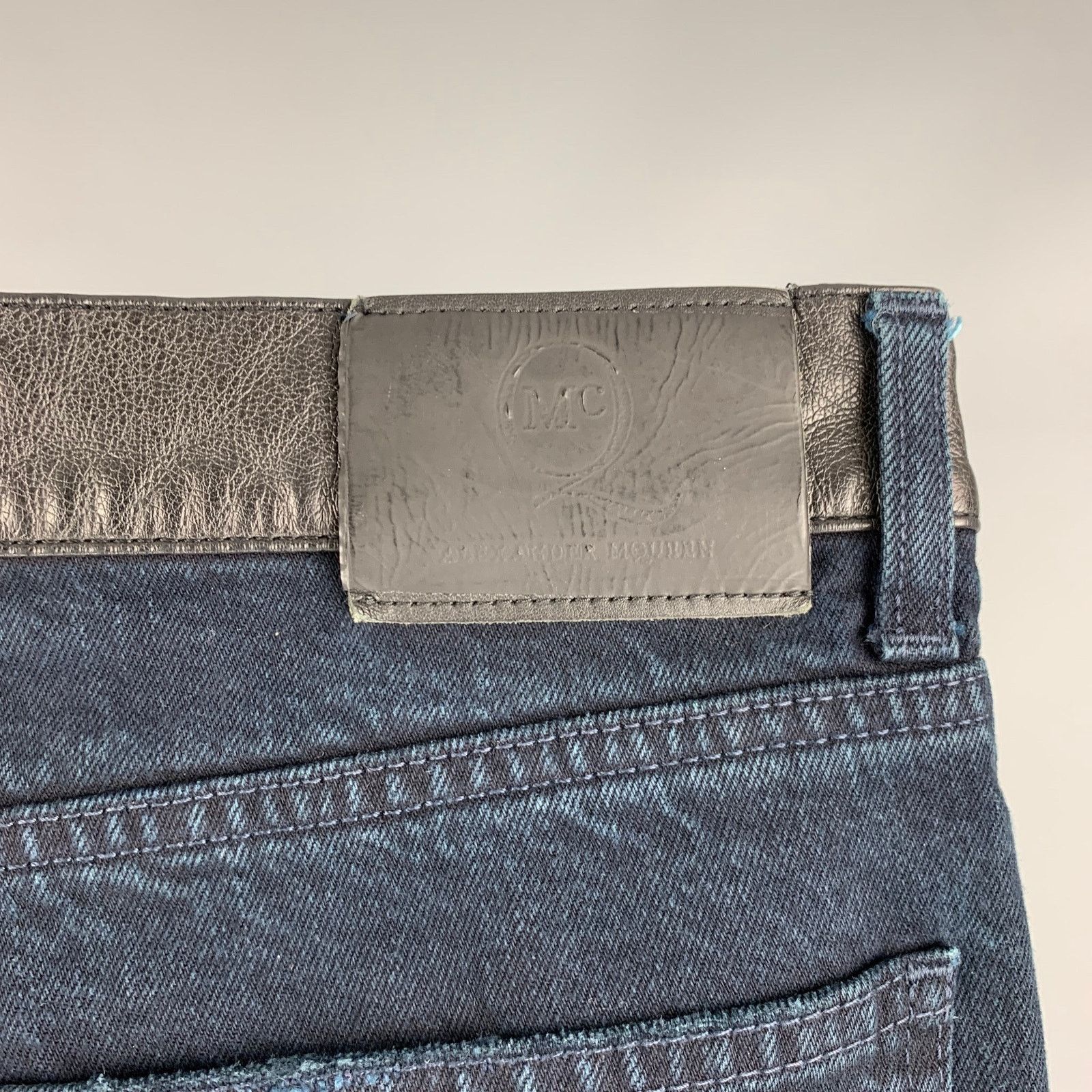 McQ Alexander McQueen Size 32 Navy Distressed Cotton Jeans Size US 32 / EU 48 - 4 Thumbnail