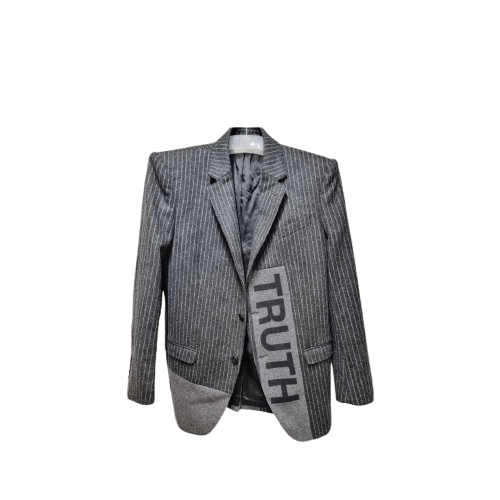 Alexander McQueen o1tko11224 Stripe "Truth" Jacket in Gray Size US L / EU 52-54 / 3 - 1 Preview