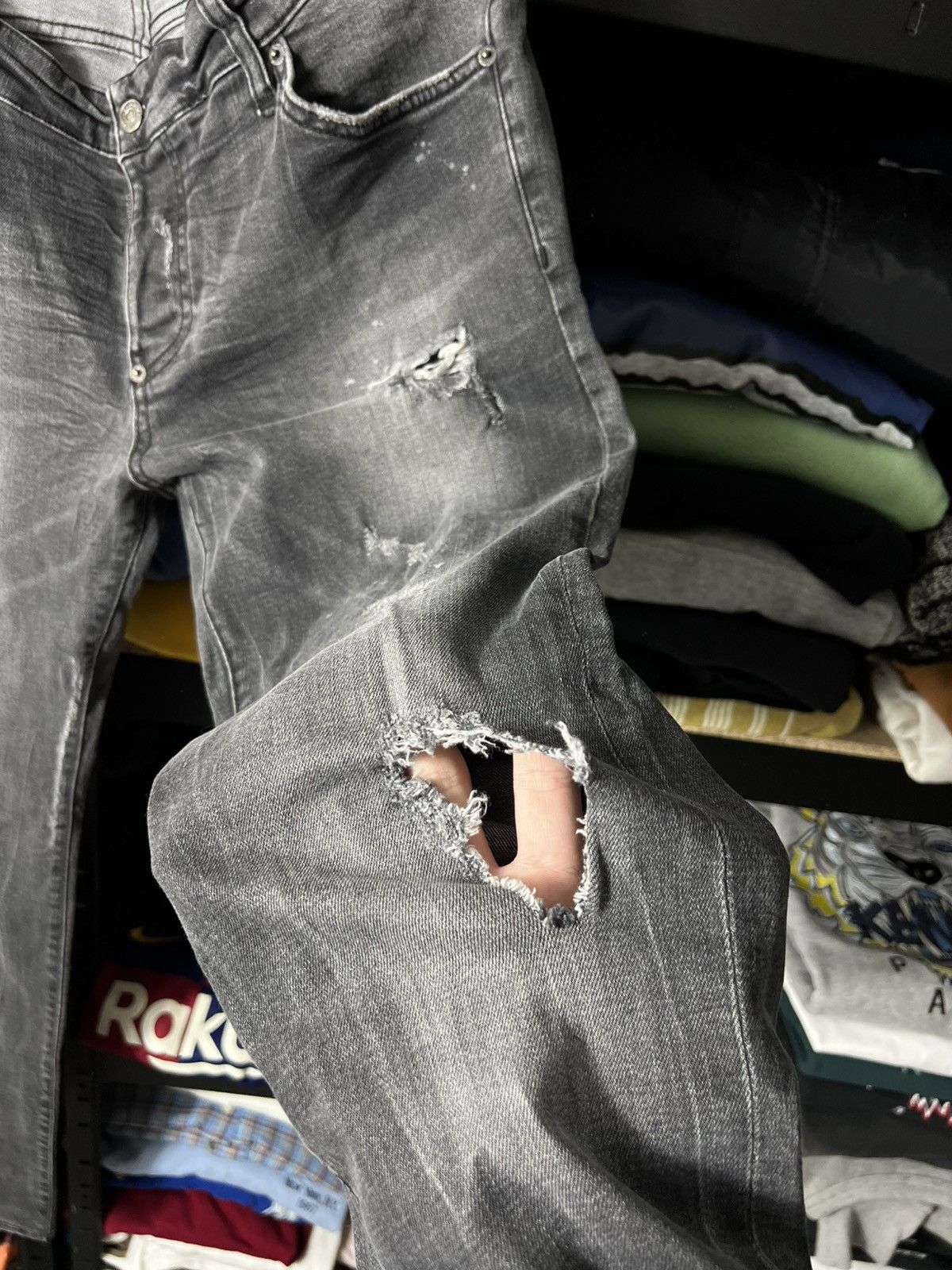 Dsquared2 Dsquared2 Slim Distressed Ripped Jeans Grey Wash Patch Denim Size US 36 / EU 52 - 12 Thumbnail