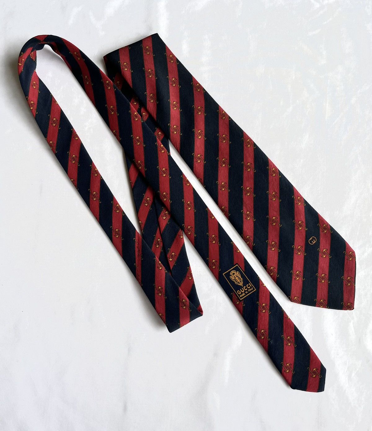 Gucci vintage GUCCI Anchor Stripe Silk Tie Size ONE SIZE - 8 Thumbnail