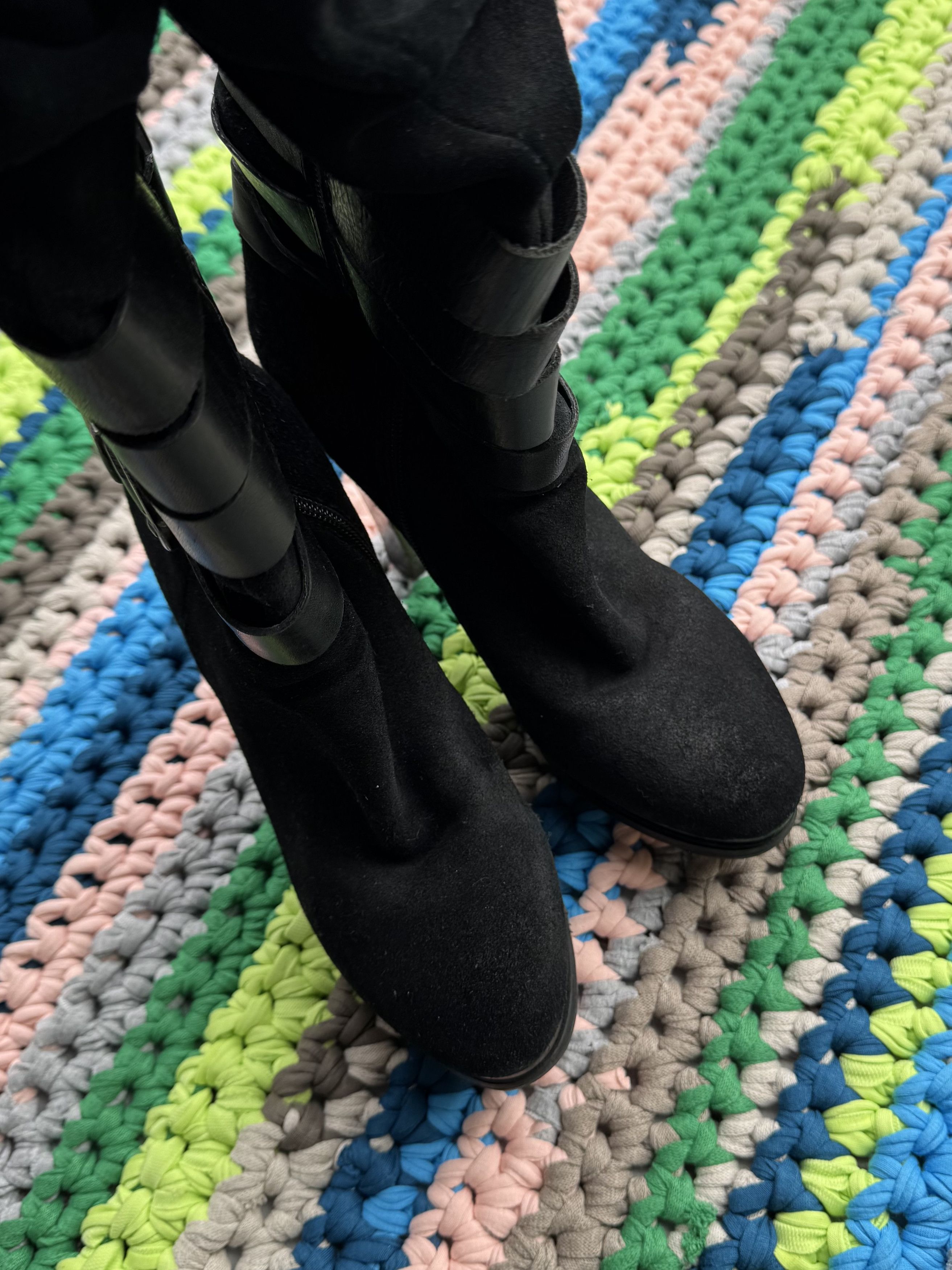 Vintage Vintage Suede Leather Belted Heels Boots (ET1)(D15) Size US 8 / IT 38 - 7 Thumbnail