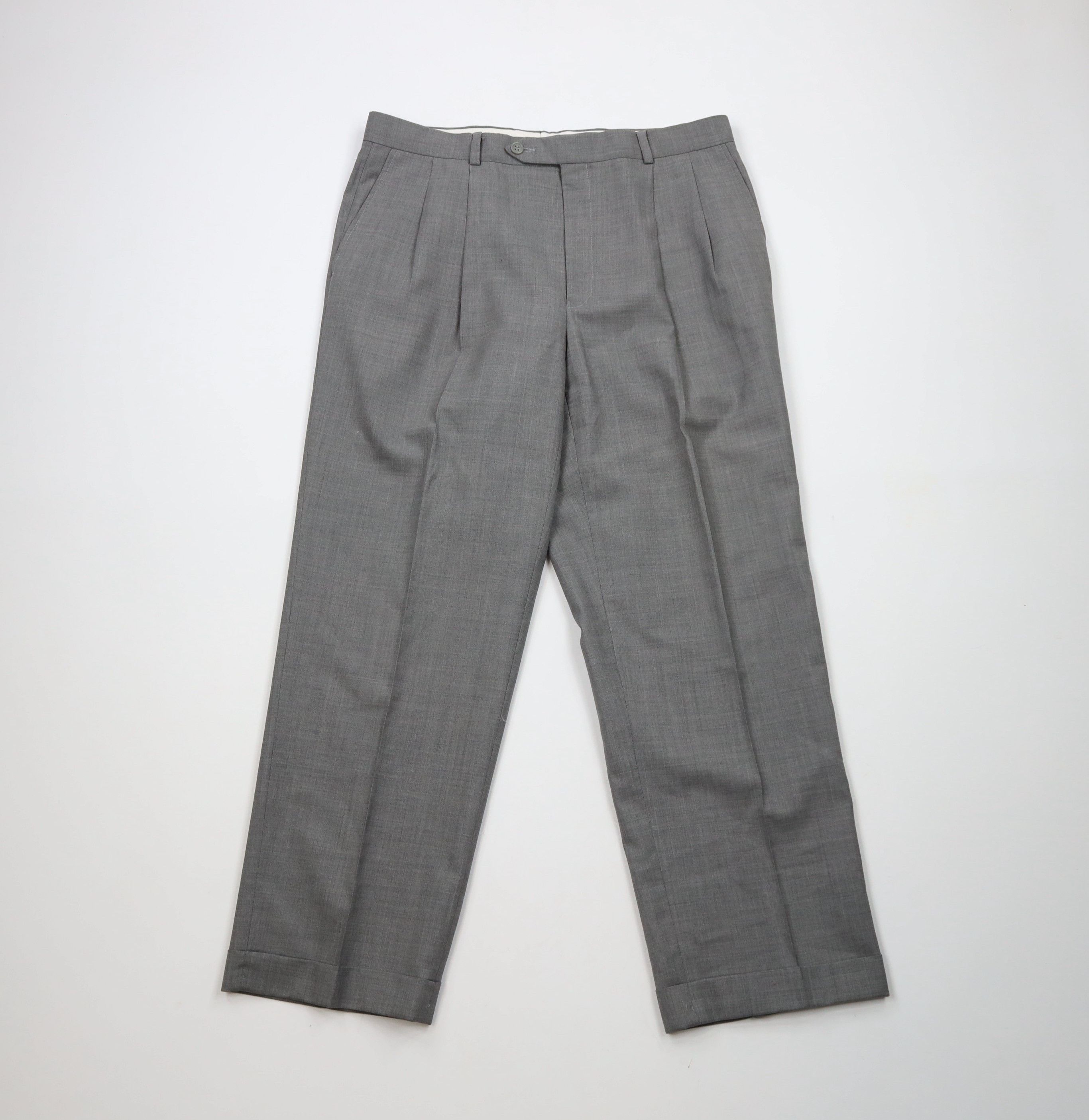 Ralph Lauren × Vintage Vintage Ralph Lauren Wool Cuffed Wide Leg Chino Pants Gray Size US 34 / EU 50 - 1 Thumbnail