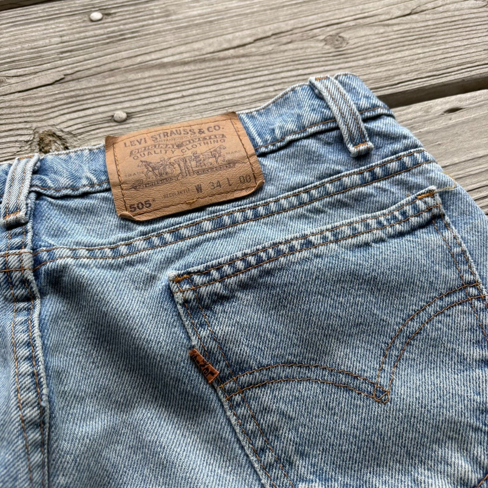 Levi's × Vintage Vintage Levi’s 505 Shorts Size 34 Blue Light Wash Orange Tab Size US 34 / EU 50 - 2 Thumbnail