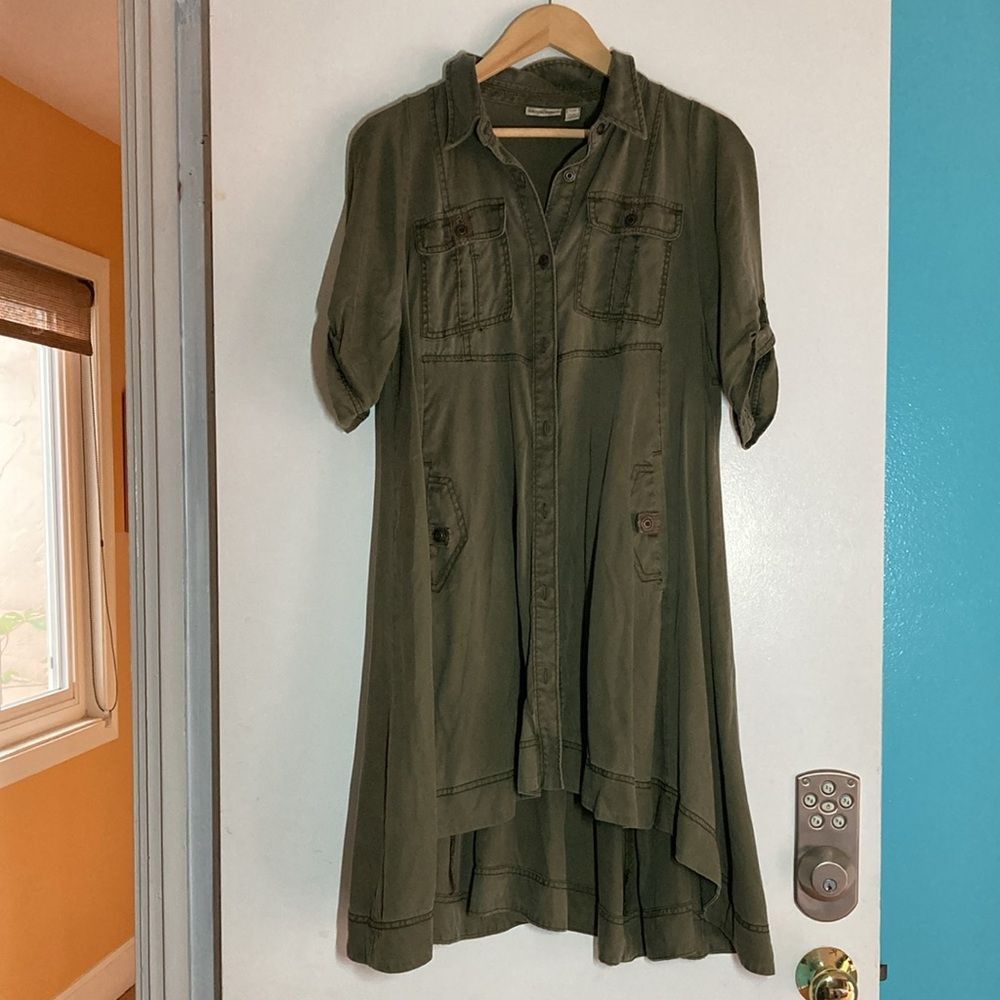 Anthropologie Anthropologie "Visit Mariona" Holding Horses Green Tencel Dr Size L / US 10 / IT 46 - 1 Thumbnail
