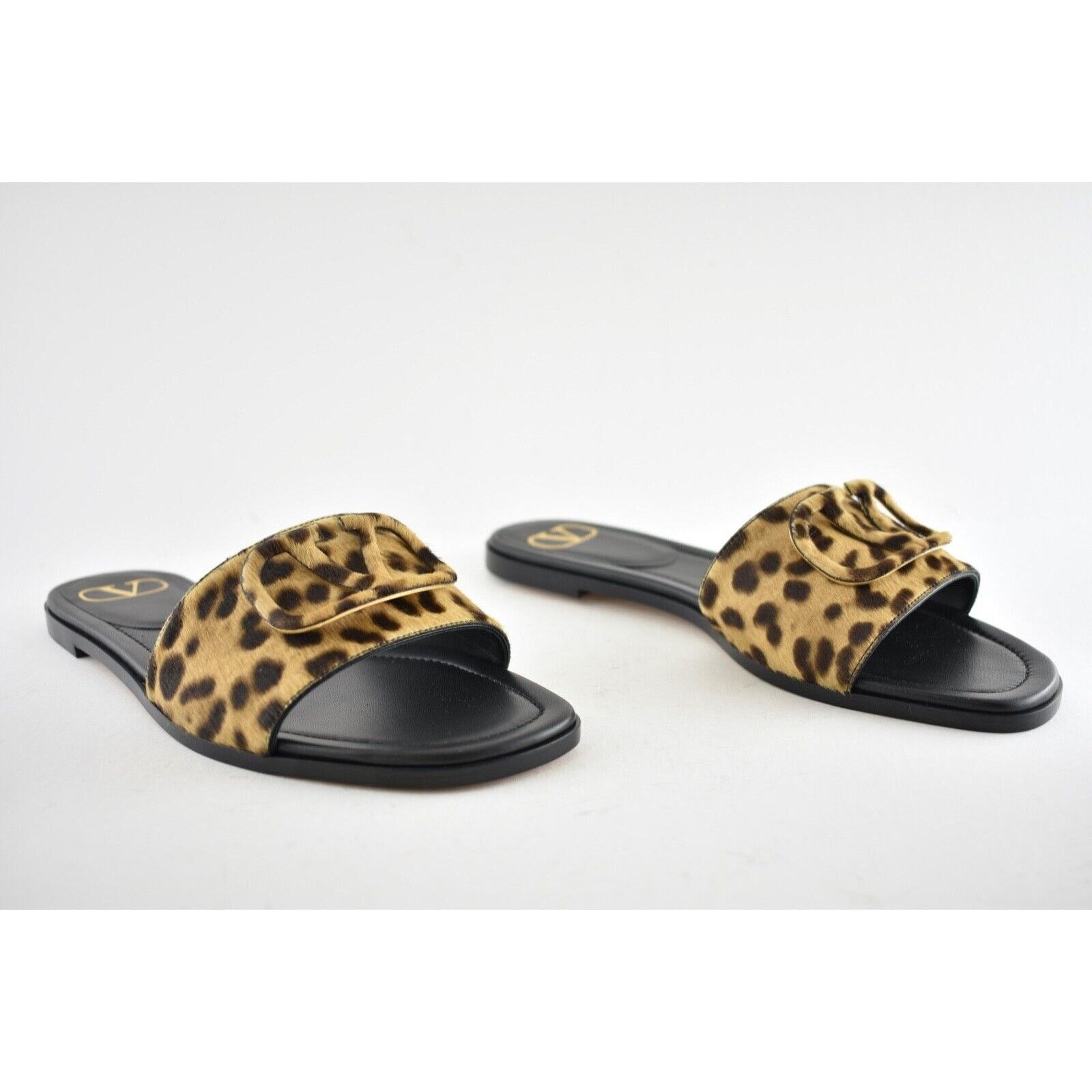 Valentino Valentino Leopard Black Brown Pony Slides Mule Slip On Size US 8.5 / IT 38.5 - 4 Thumbnail