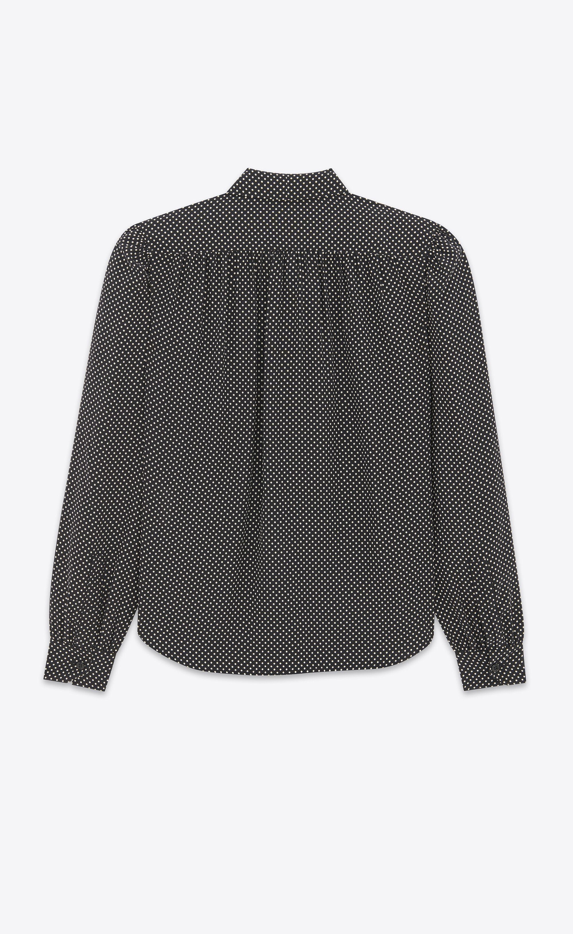 Saint Laurent Paris o1la1rc1a0425 650235 Lavallière-Neck Blouse Silk Satin Size L / US 10 / IT 46 - 3 Thumbnail