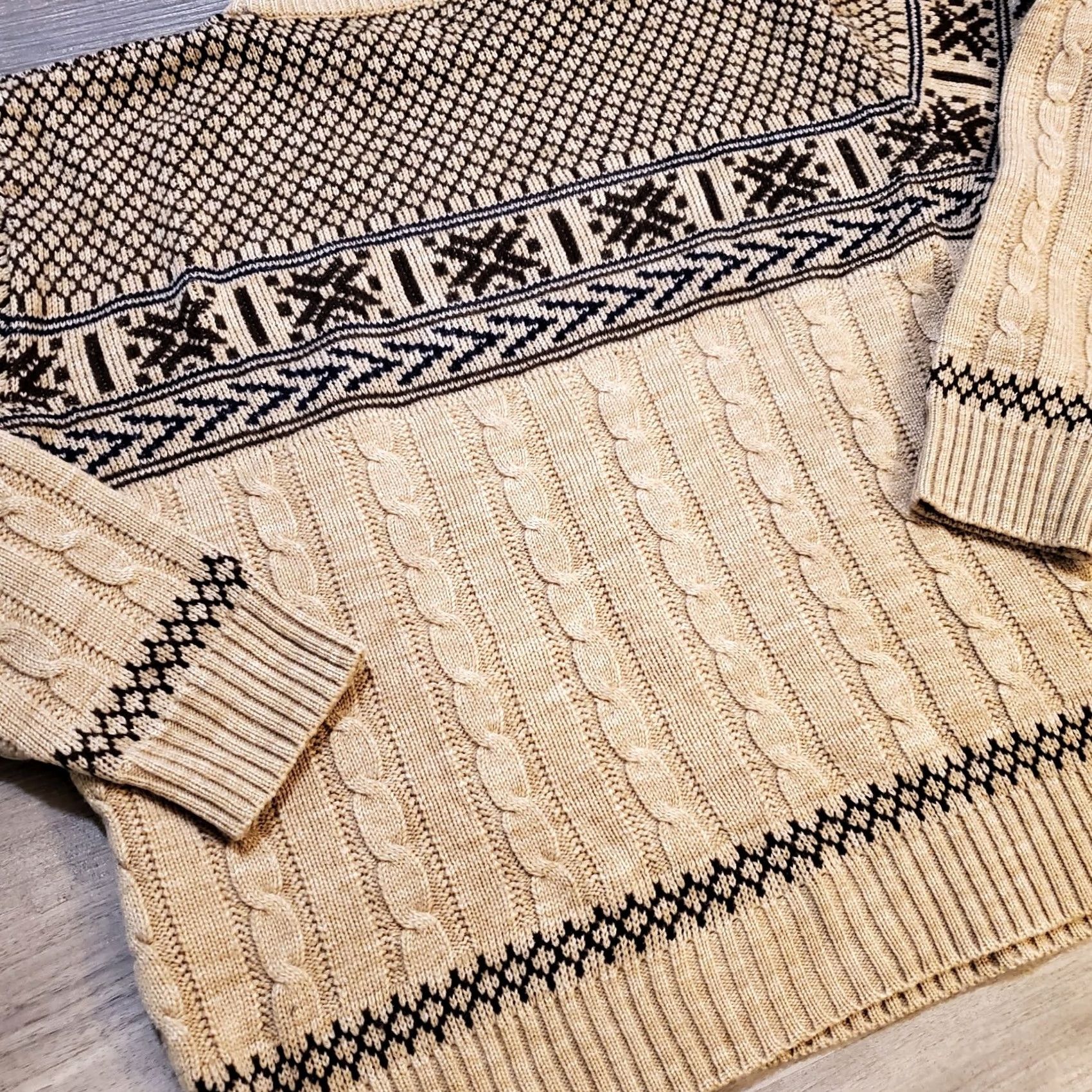JCPenney VINTAGE JCPenney Sweater Mens Large L 80s Fair Isle Cable Knit Wool Acrylic Pullover VTG Size US L / EU 52-54 / 3 - 5 Thumbnail