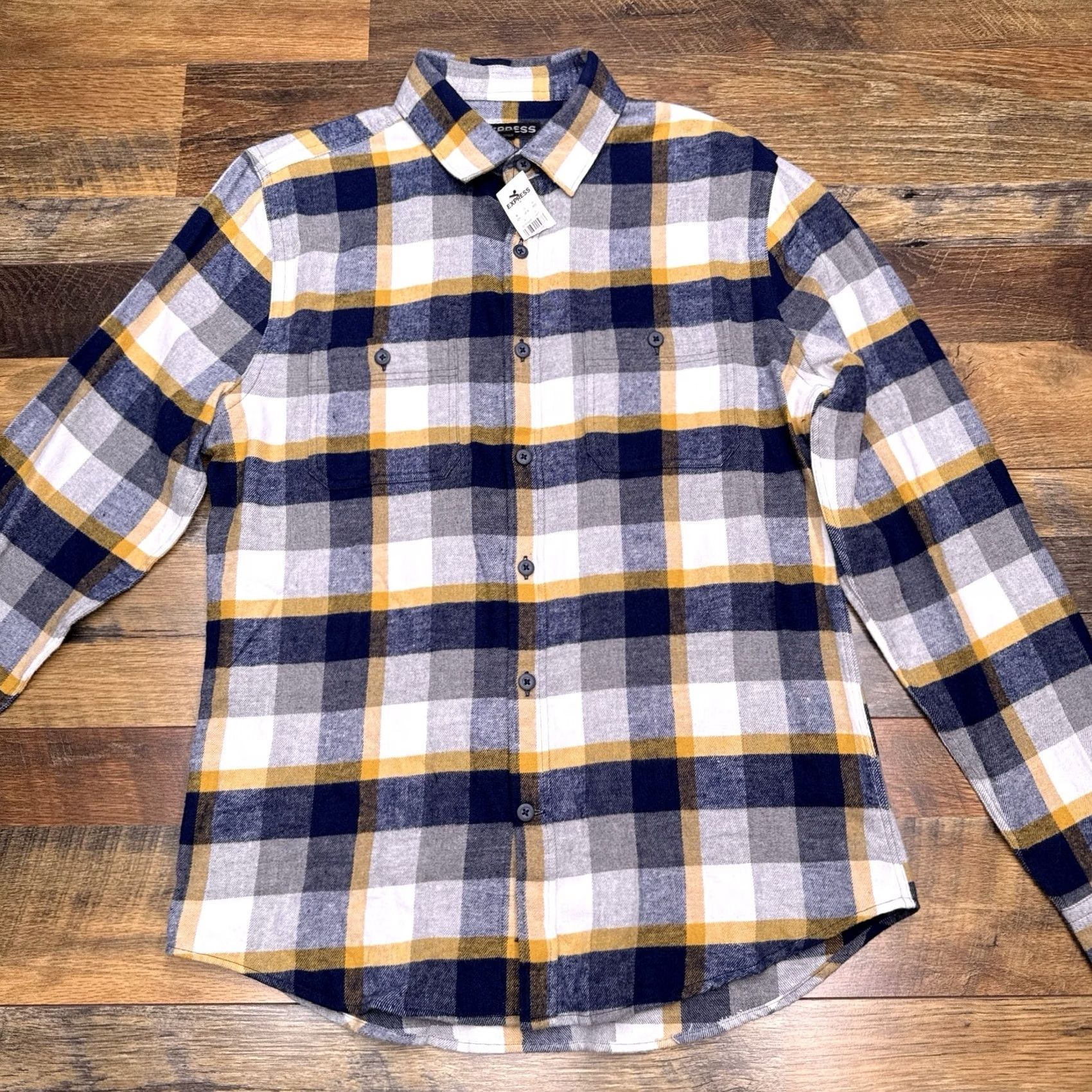 Express Express Shirt Mens M Button-Up Flannel Check Multicolor Cotton 4 Seasons Casual Travel Size US M / EU 48-50 / 2 - 3 Thumbnail
