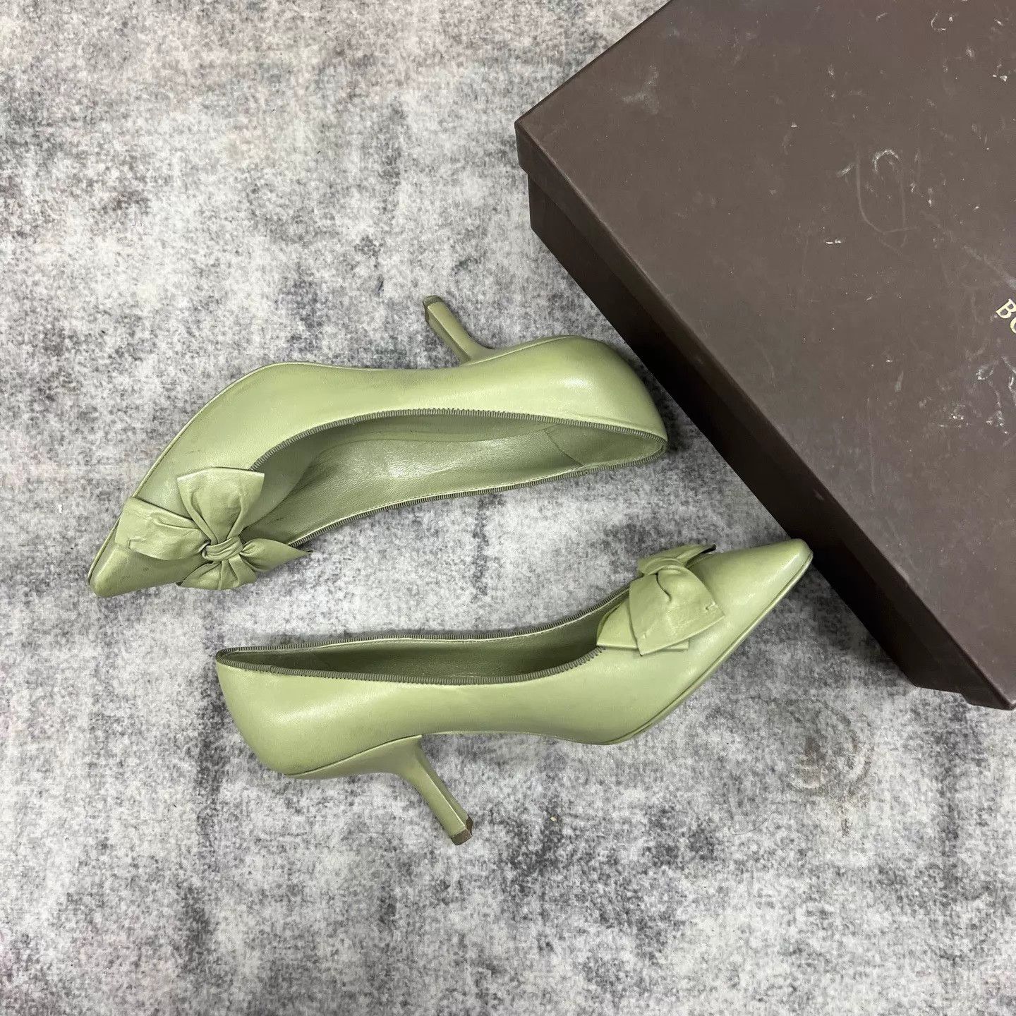 Bottega Veneta BV 99new green lambskin wineglassheel highheels 37.5 Size US 7 / IT 37 - 4 Thumbnail