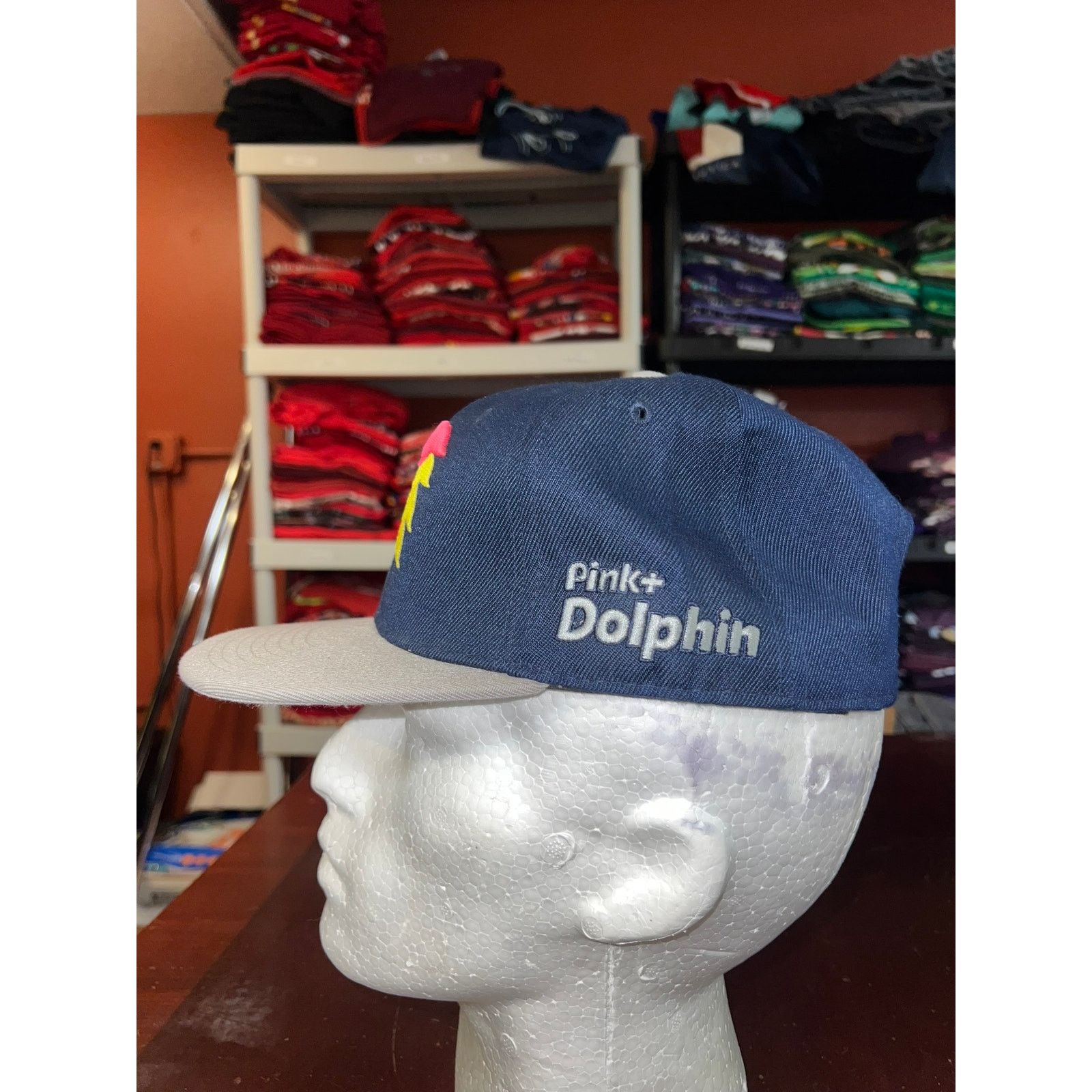 Pink Dolphin Pink Dolphin Snapback Hat Blue Logo Cap Pink+ Clothing OS Size ONE SIZE - 4 Thumbnail