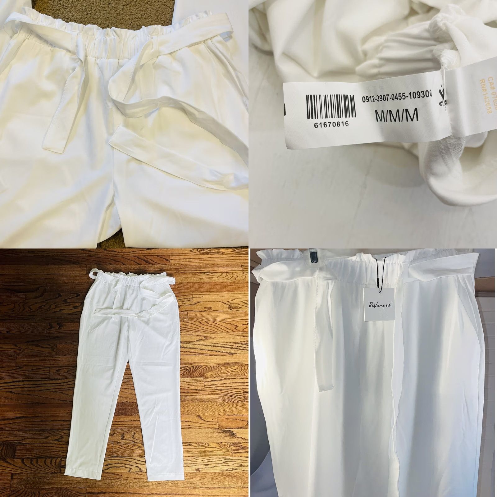 Vintage Revamped Women White Pants Size M NWT RN #142658 Inseam 27” With Belt Strap Size 32" / US 10 / IT 46 - 8 Thumbnail