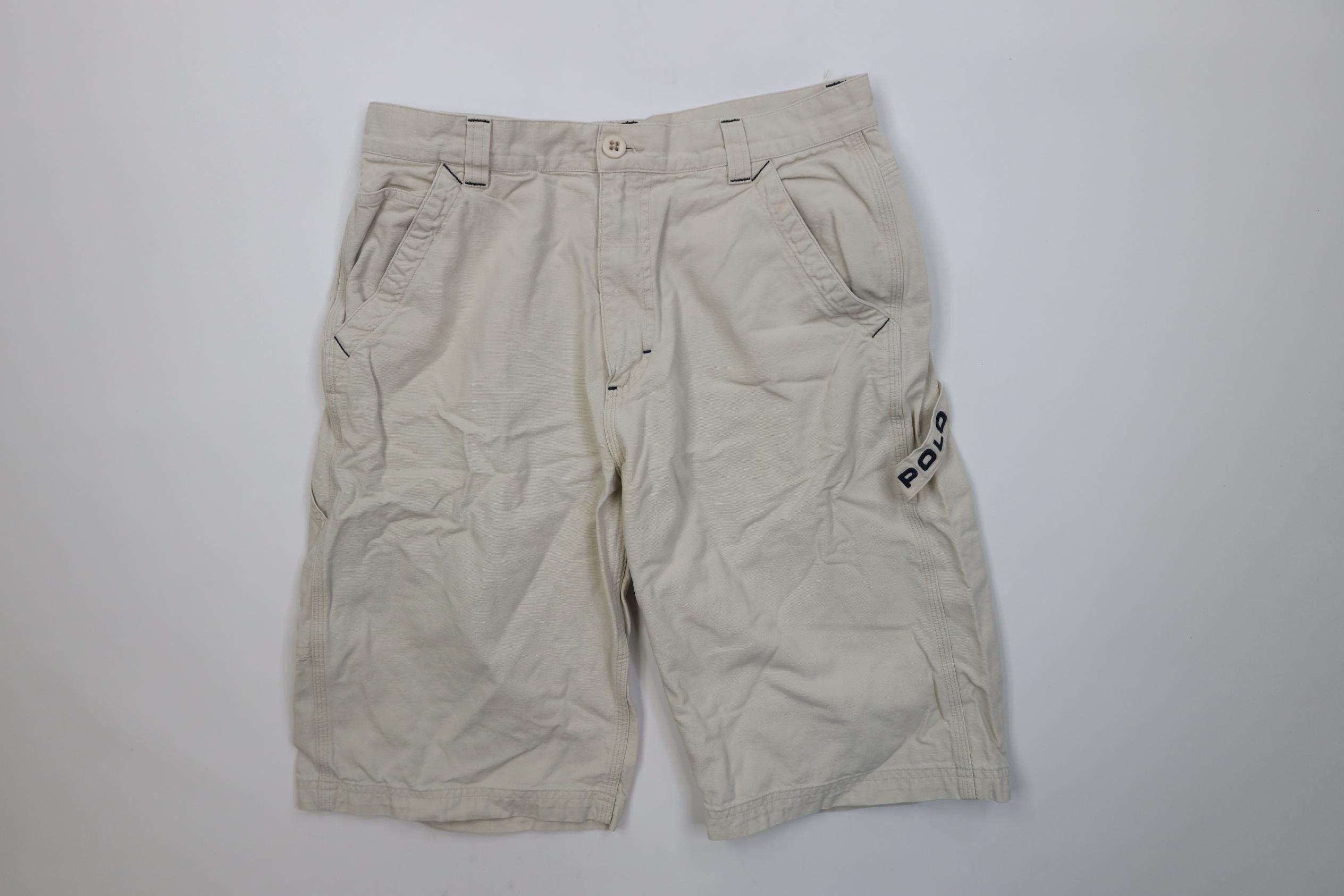Polo Ralph Lauren Vintage 90s Y2K Ralph Lauren Canvas Dungaree Shorts Stone Size US 30 / EU 46 - 1 Thumbnail