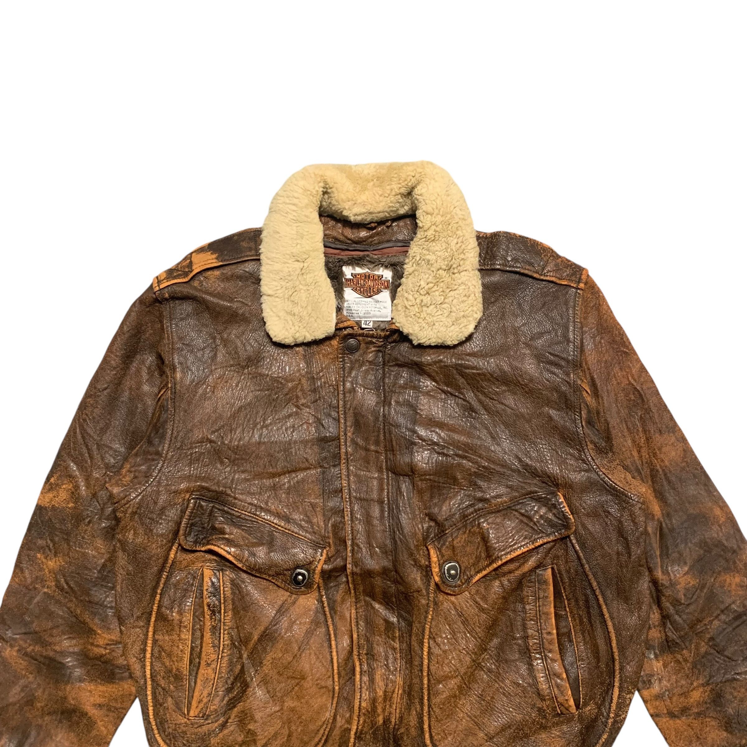 Harley Davidson Vintage Harley Davidson Motorcycle Leather Jacket Size US L / EU 52-54 / 3 - 3 Thumbnail