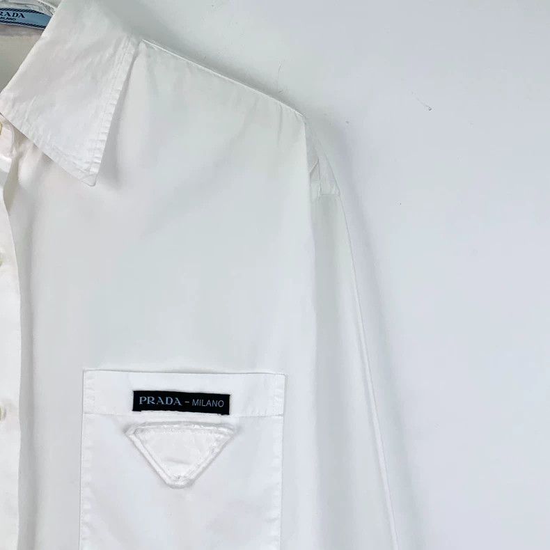 Prada Prada White pocket triangle label cotton lapel single-brea Size XS / US 0-2 / IT 36-38 - 3 Thumbnail