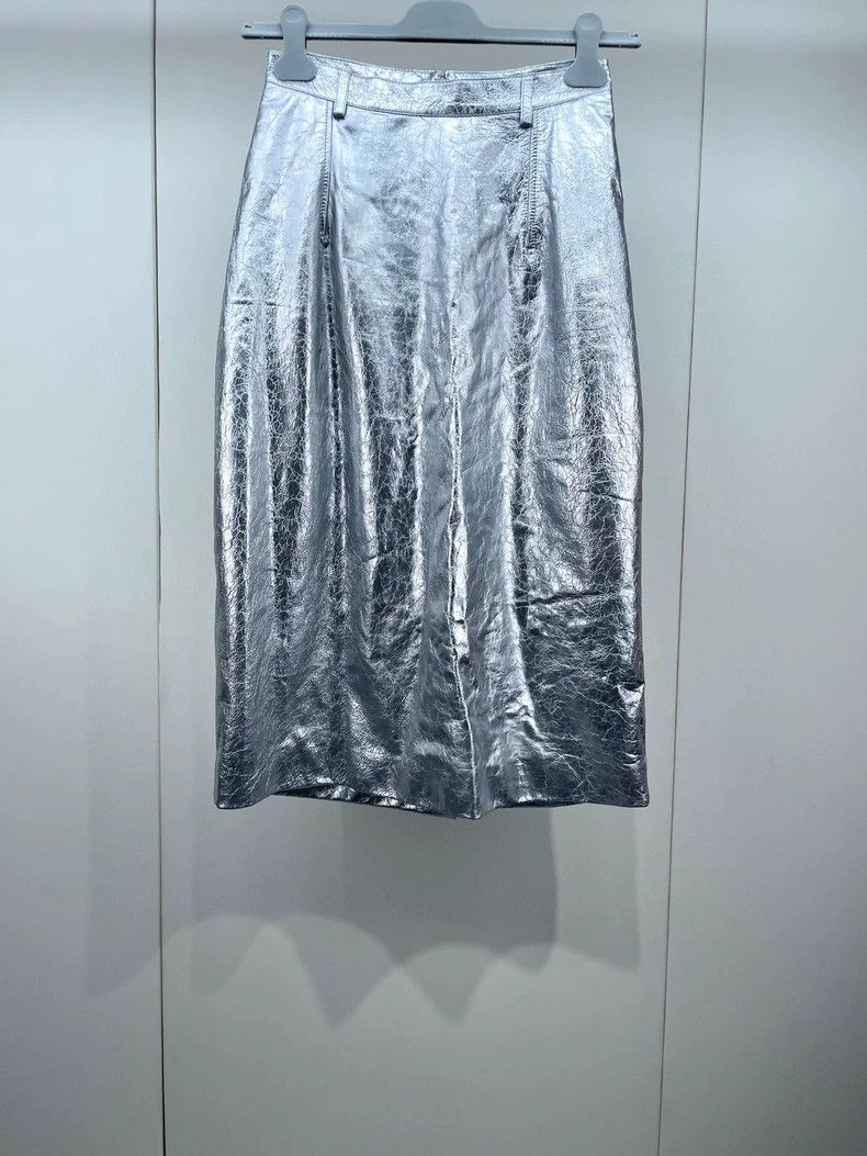Balenciaga Balenciaga size 36 Silver Leather Skirt Size 35" - 1 Thumbnail