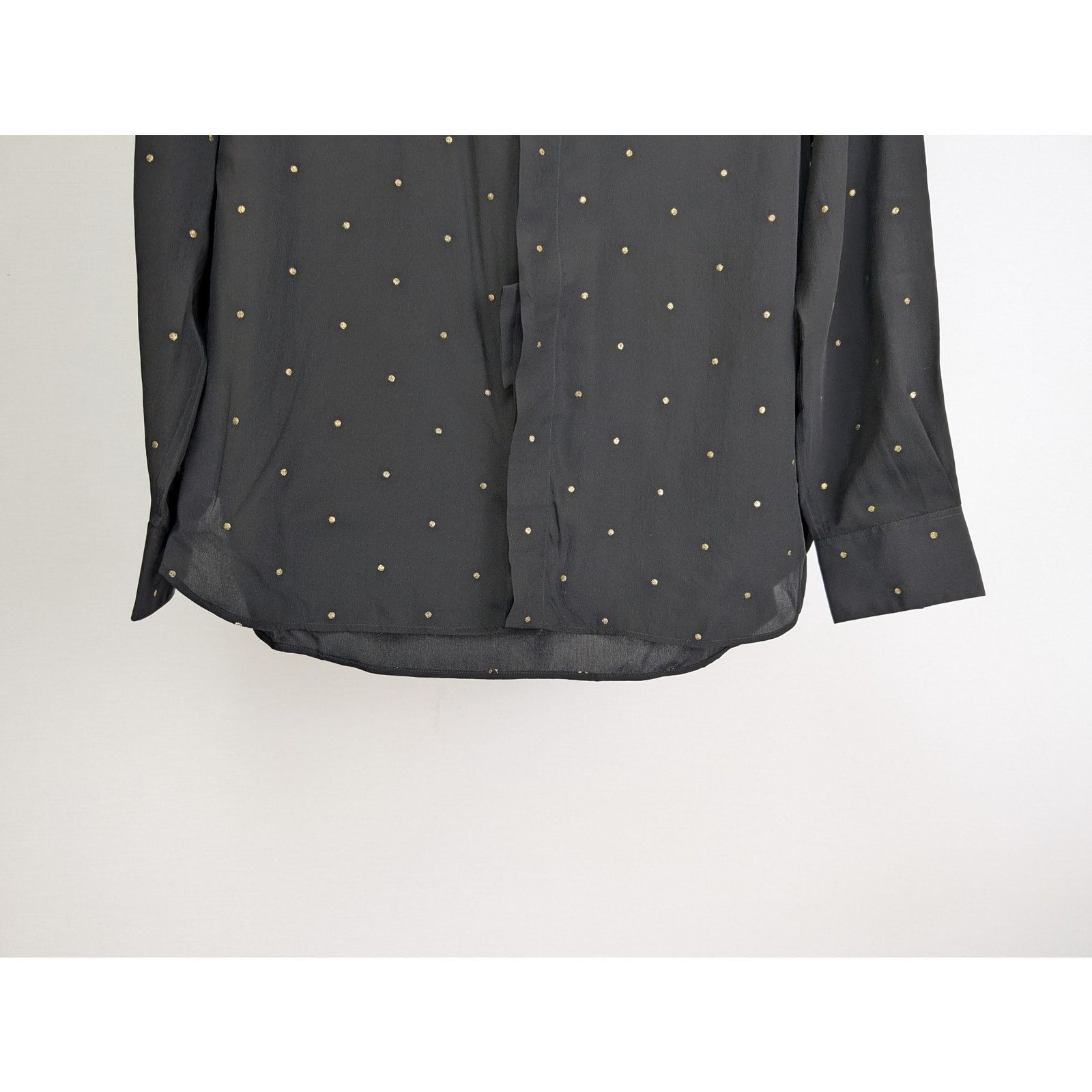 Saint Laurent Paris o1rshd1 Black with Gold Dots Button up Shirt in Black Size US M / EU 48-50 / 2 - 5 Thumbnail