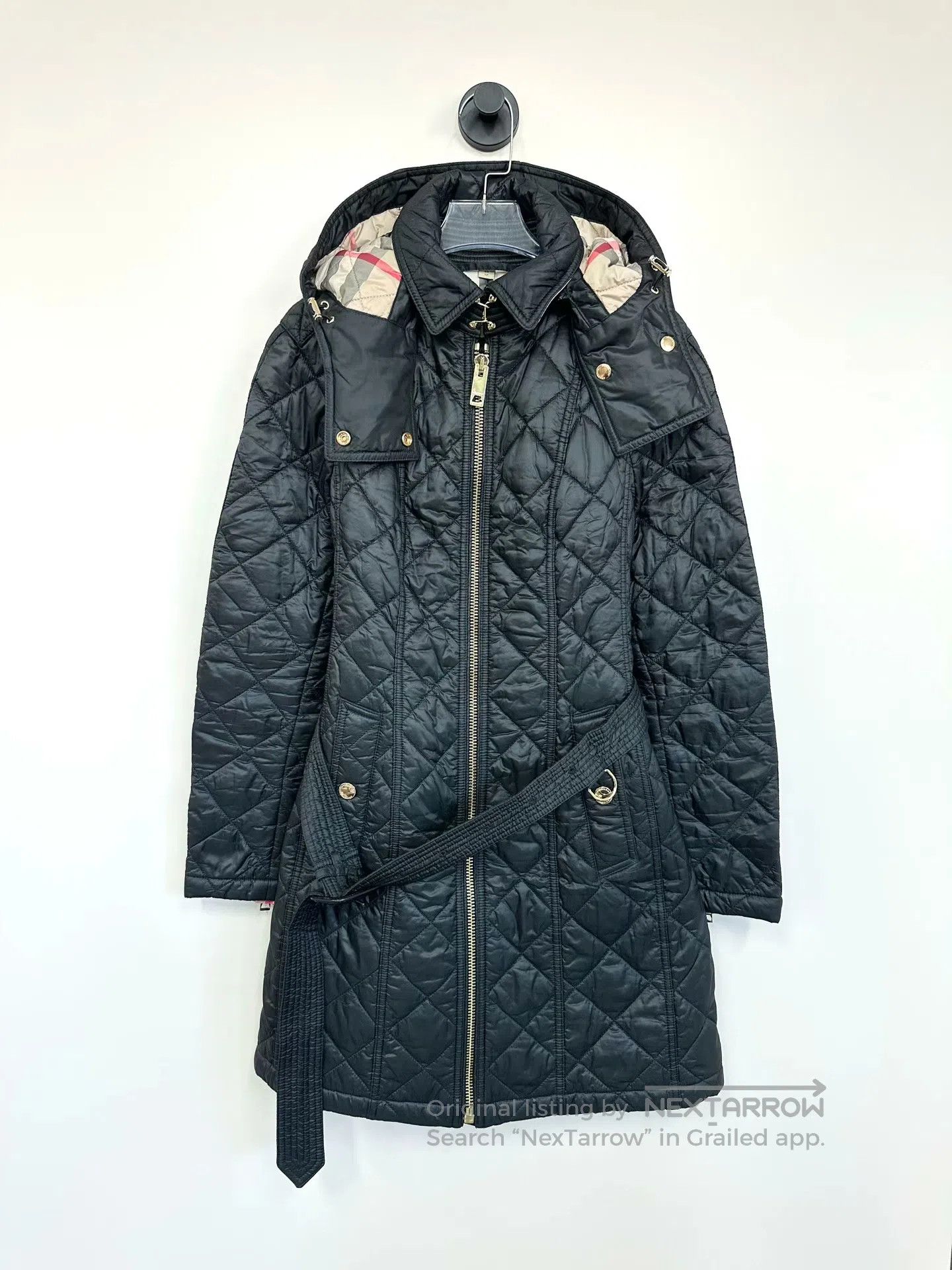 Burberry Burberry Black Diamond Quilted Hooded Belted Cotton Jacket Size XS / US 0-2 / IT 36-38 - 1 Thumbnail