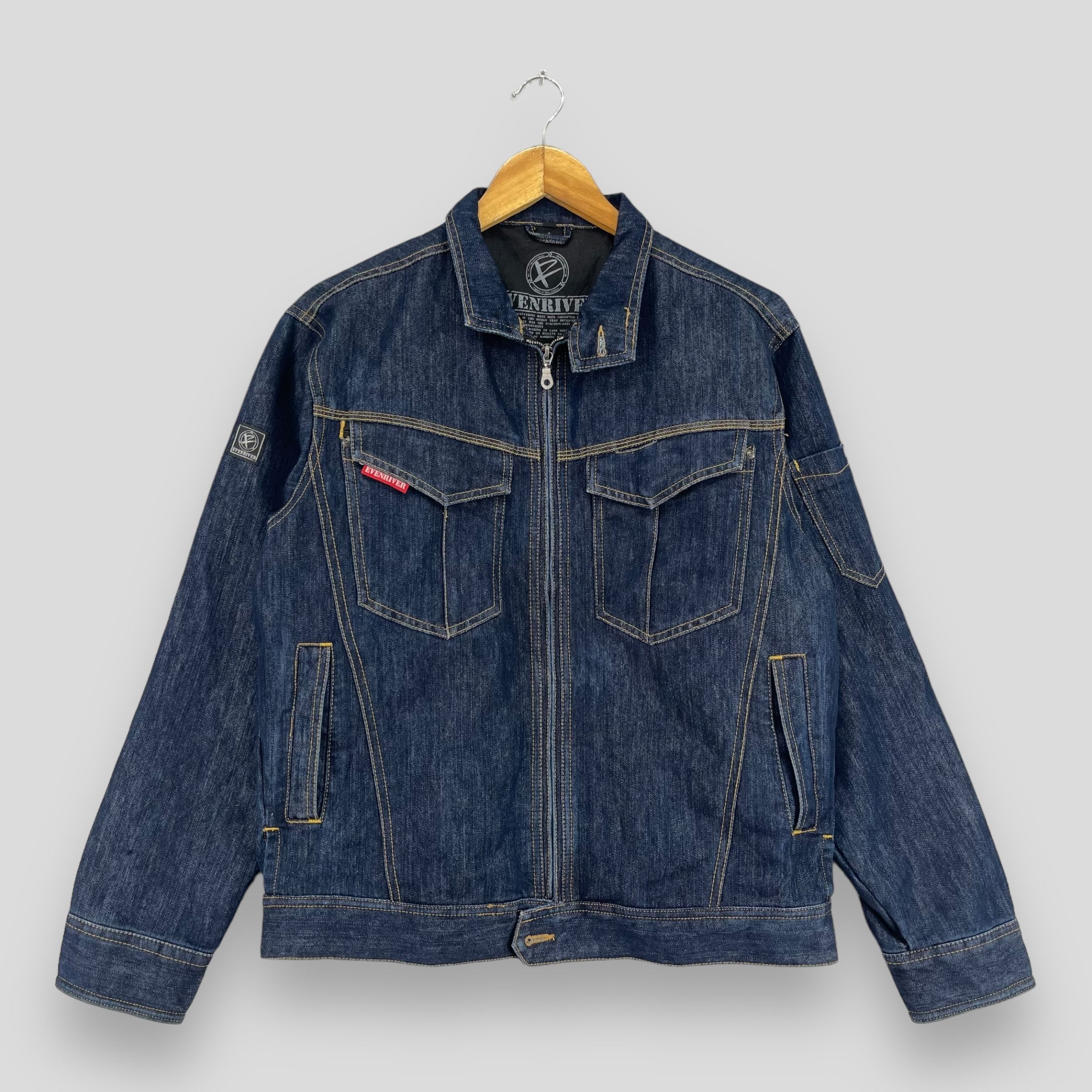 Japanese Brand × Vintage VintageENRIVER Denim Trucker Zipper Dark Washed Jacket Size US M / EU 48-50 / 2 - 1 Thumbnail
