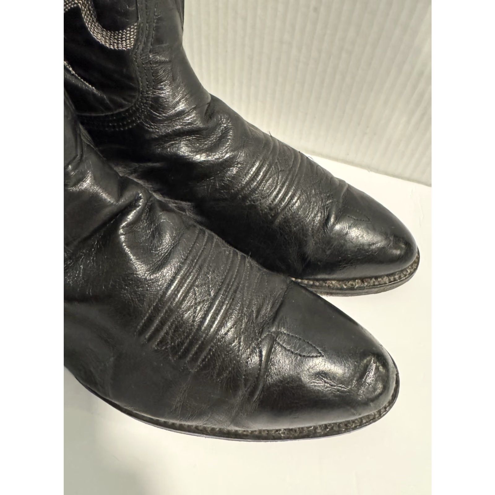 Vintage VINTAGE Nocona Boots Mens 9D EE Black Leather Western Cowboy Boots Made In USA Size US 9 / EU 42 - 6 Thumbnail