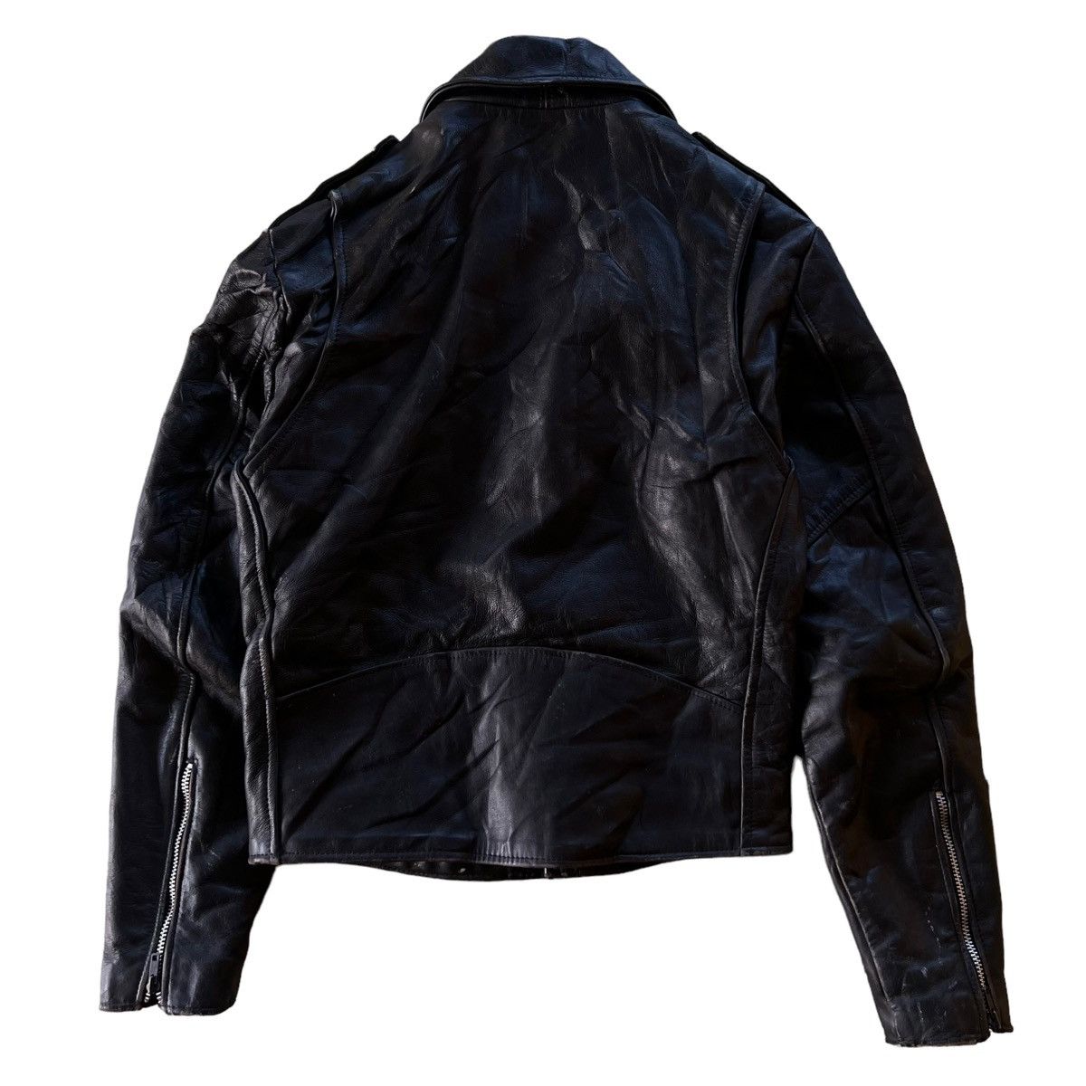 Vintage 🔥VTG LEATHER BIKER JACKET DOUBLE BREAST PROTECH APPAREL Size US M / EU 48-50 / 2 - 9 Thumbnail