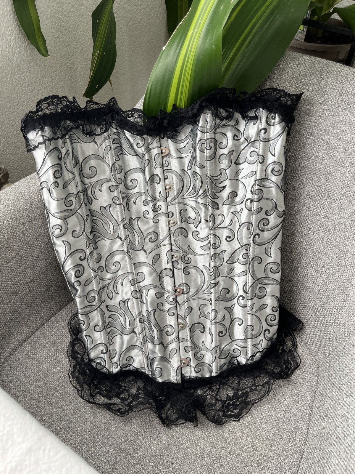 Japanese Brand Beautiful boned corset with lace trim M Size M / US 6-8 / IT 42-44 - 3 Thumbnail