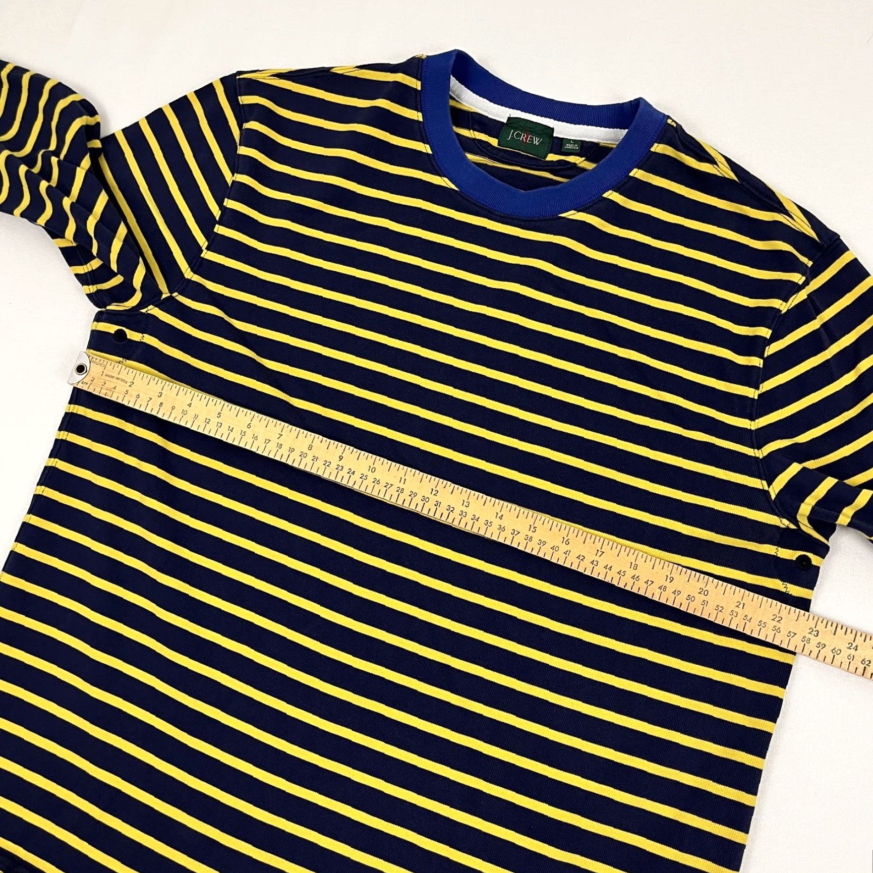 J.Crew J. Crew Shirt Mens Large Blue Yellow Striped Elbow Pads Crewneck Size US L / EU 52-54 / 3 - 5 Thumbnail
