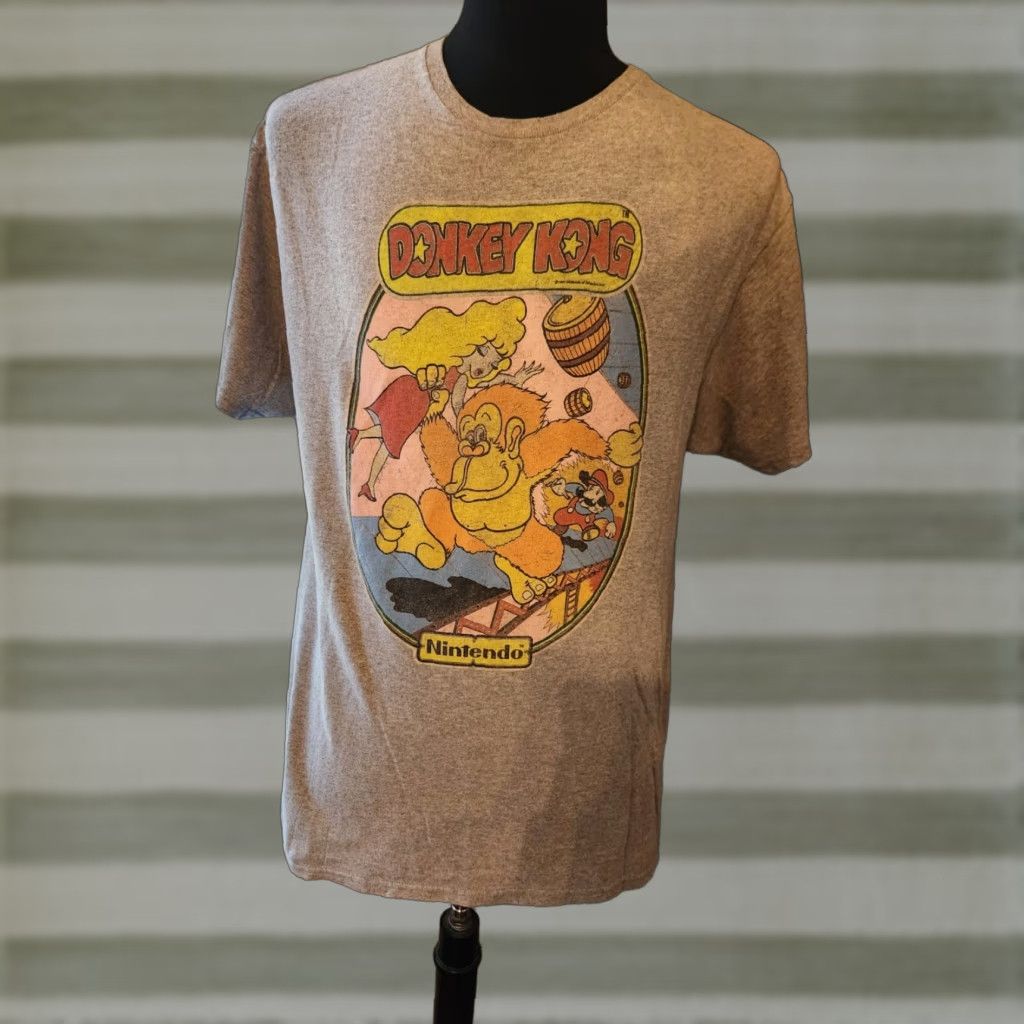 Nintendo Nintendo Donkey Kong T-Shirt Adult L Grey Graphic Print Short Sleeve Crew Neck Regular Size US L / EU 52-54 / 3 - 1 Thumbnail