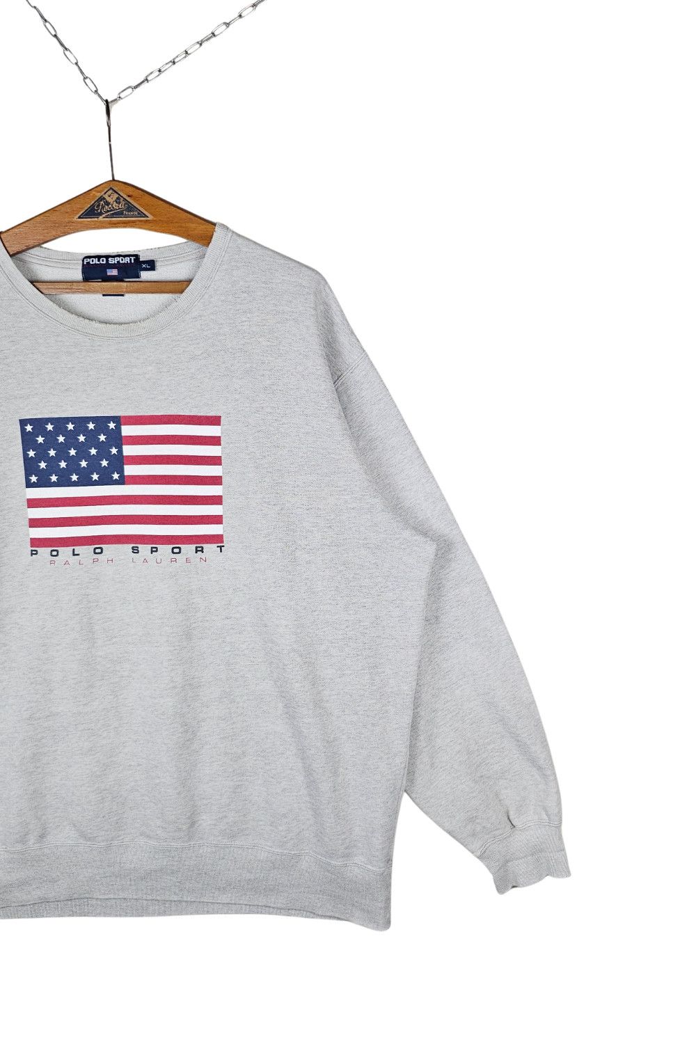 90s Vintage Polo Sport Ralph Lauren USA Flag Sweatshirt - XL image 4
