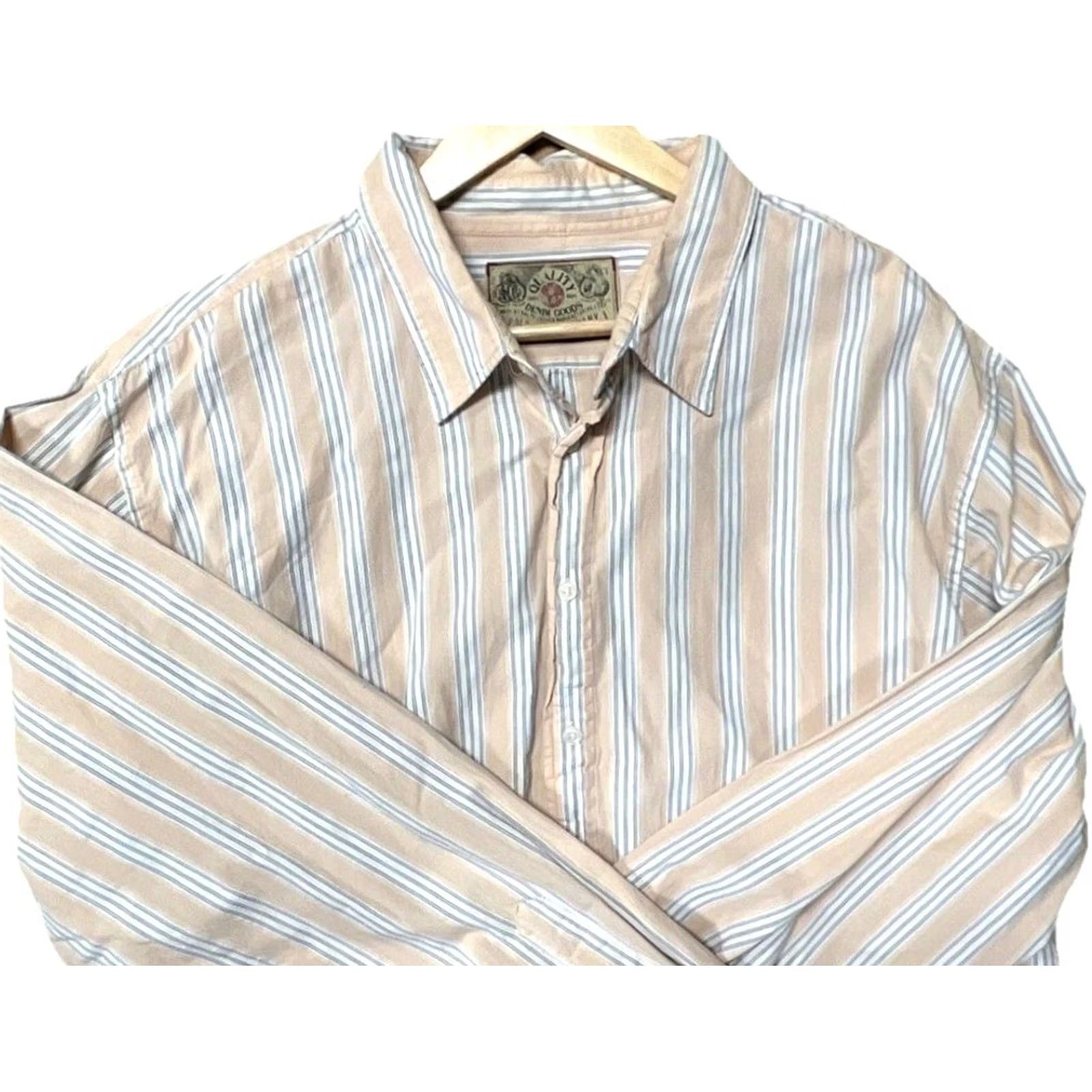 CO VINTAGE Polo Jeans Co Ralph Lauren Button-Down Shirt Men 3X Big Striped Cotton Orange 90s Retro Mens Size US XXL / EU 58 / 5 - 3 Thumbnail
