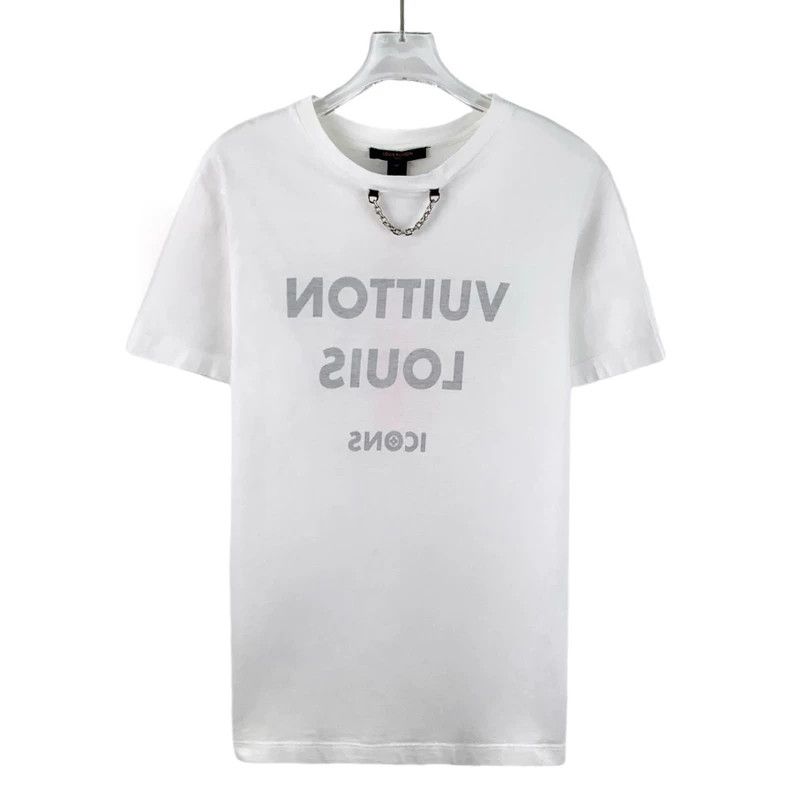 Louis Vuitton Louis Vuitton White logo monogram printed chain cotton cre Size US S / EU 44-46 / 1 - 1 Thumbnail