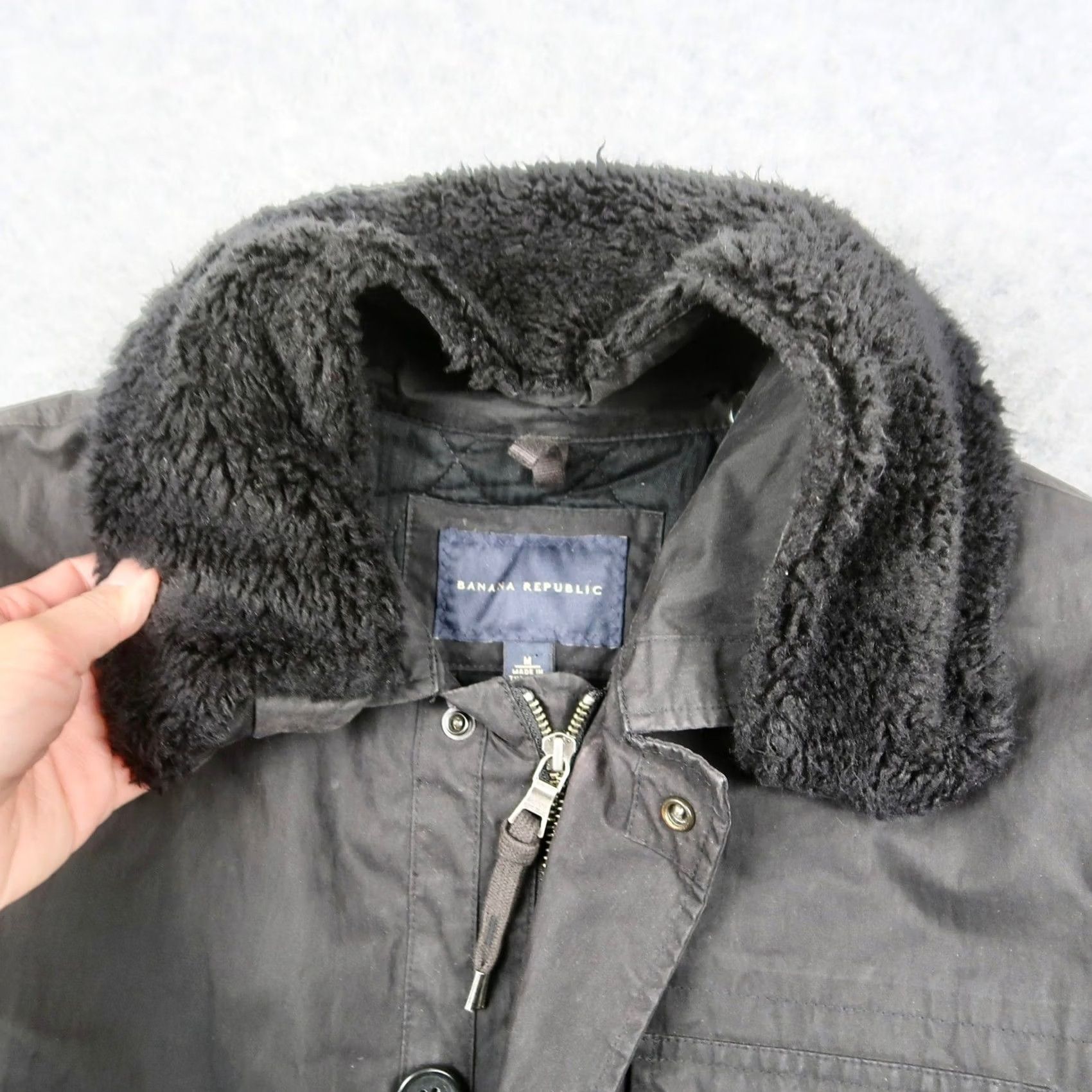 Banana Republic Banana Republic Mens Field Jacket Black M Detachable Faux Shearling Collar Quilt Size US M / EU 48-50 / 2 - 4 Thumbnail