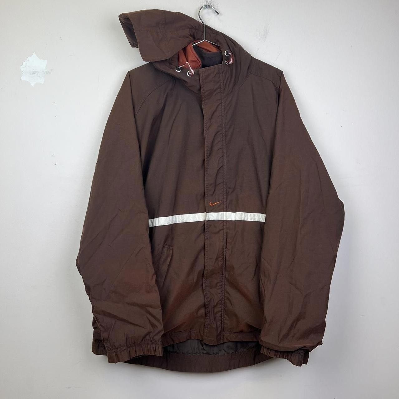 Nike 90s Nike Men's Brown Hooded Jacket with Reflective Stripe Size US XL / EU 56 / 4 - 1 Thumbnail