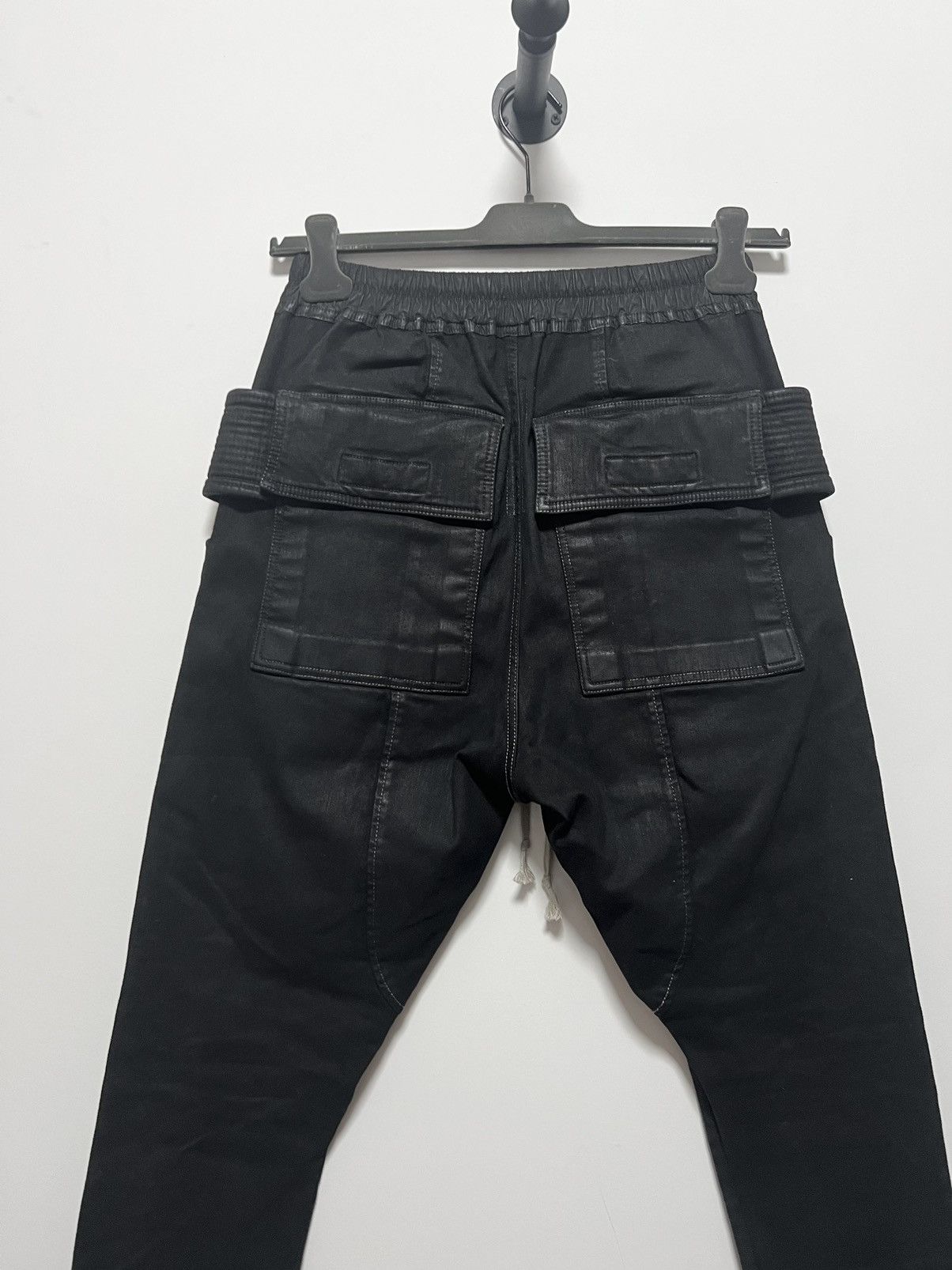 Rick Owens Drkshdw Rick owens waxed denim creatch cargo drawstring pants Size US 32 / EU 48 - 4 Thumbnail