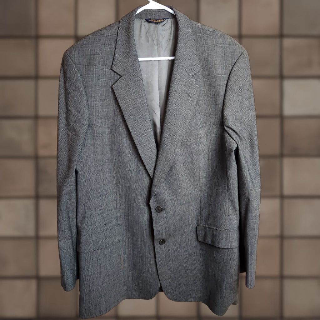 Brooks Brothers Brooks Brothers Mens Brooksease Wool Gray Glen Plaid 2 Button Blazer-Size 44L Size 44R - 1 Thumbnail