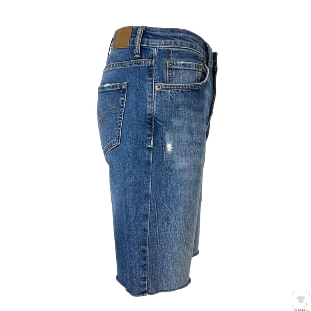 Levi's VINTAGE Levi's 502 Regular Taper Denim Shorts Mens 30 Distressed Blue Raw Hem Bermuda 8in Zipper Button USA Mens Size US 30 / EU 46 - 3 Thumbnail