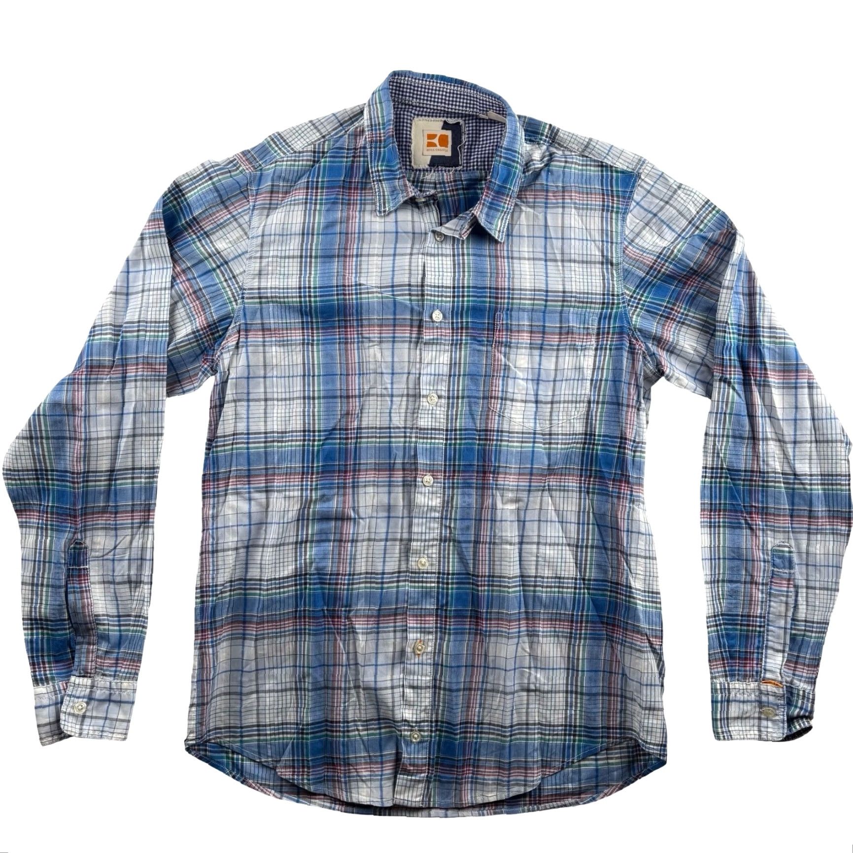 Hugo Boss HUGO BOSS Men’s Shirt Cotton Plaid Button-Down Blue Medium Size US M / EU 48-50 / 2 - 2 Thumbnail